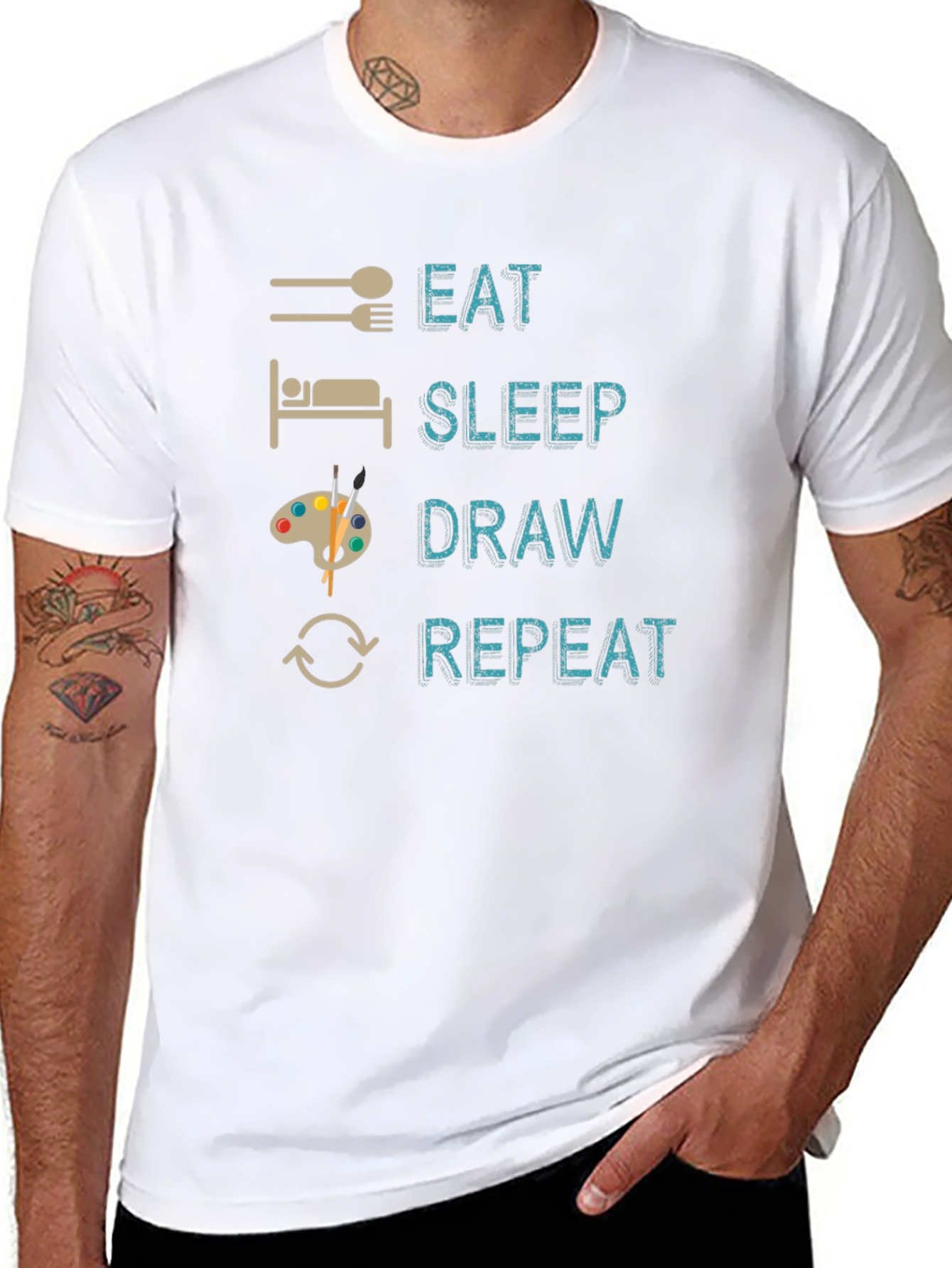 Eat Sleep Draw Repeat Black Graphic Tee