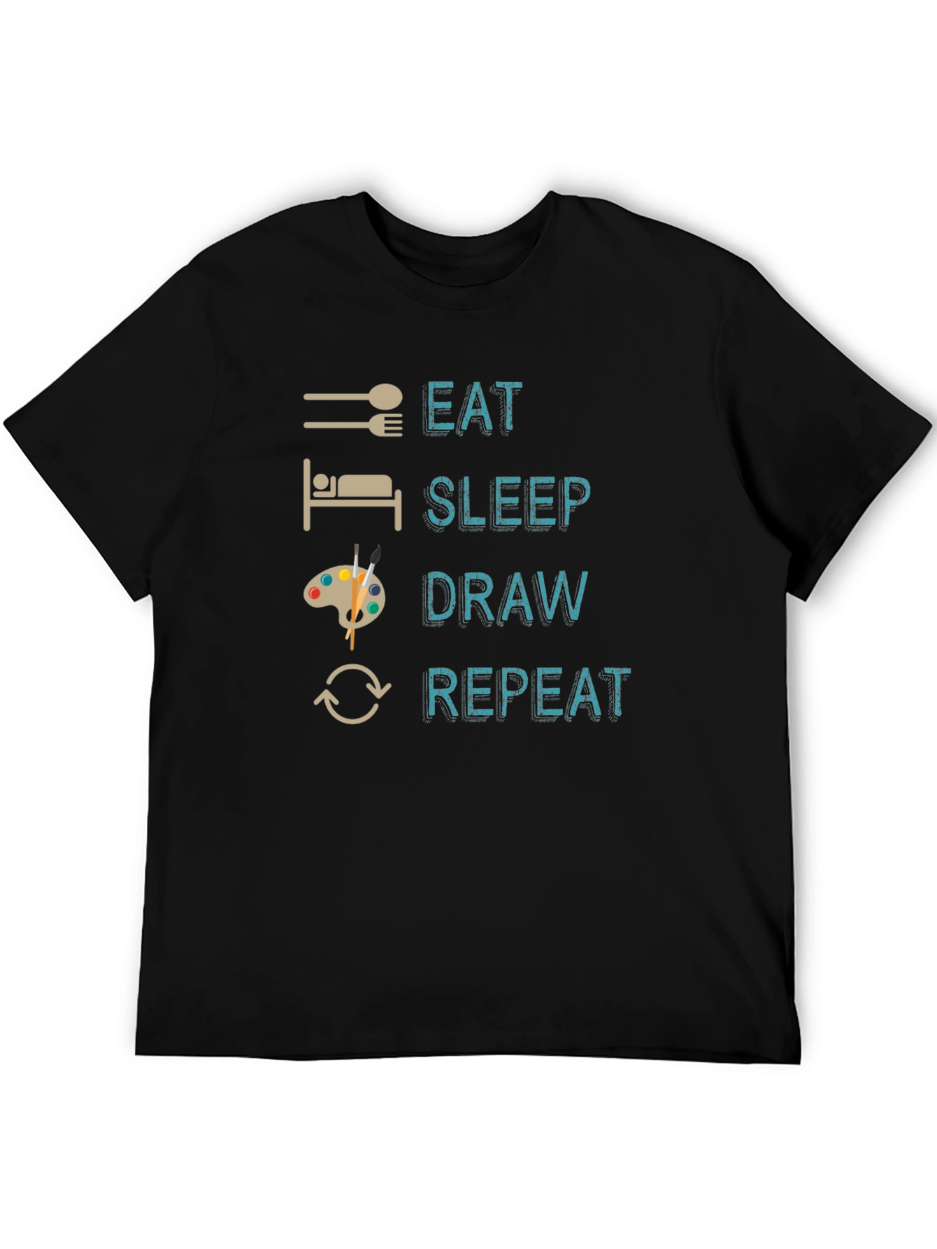 Eat Sleep Draw Repeat Black Graphic Tee