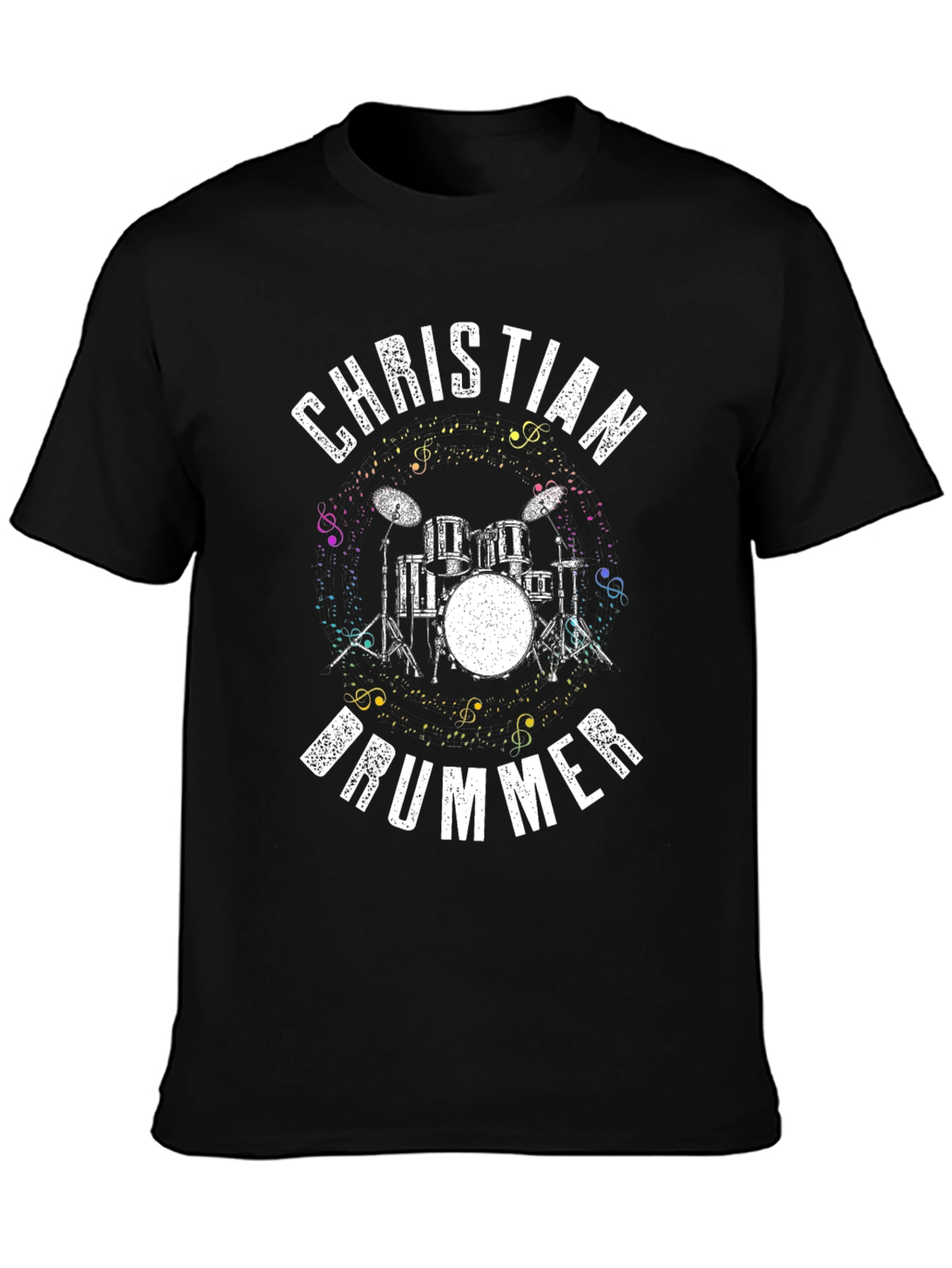 Christian Drummer T-Shirt Musical Notes Design