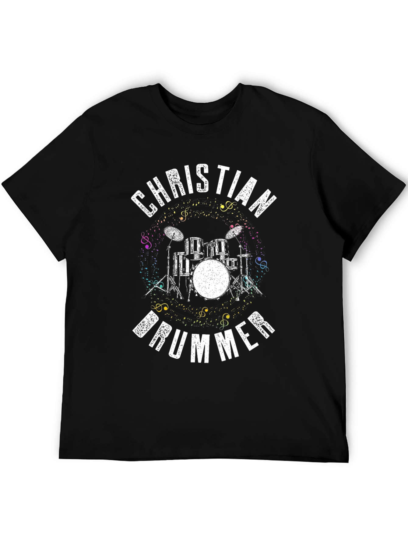 Christian Drummer T-Shirt Musical Notes Design