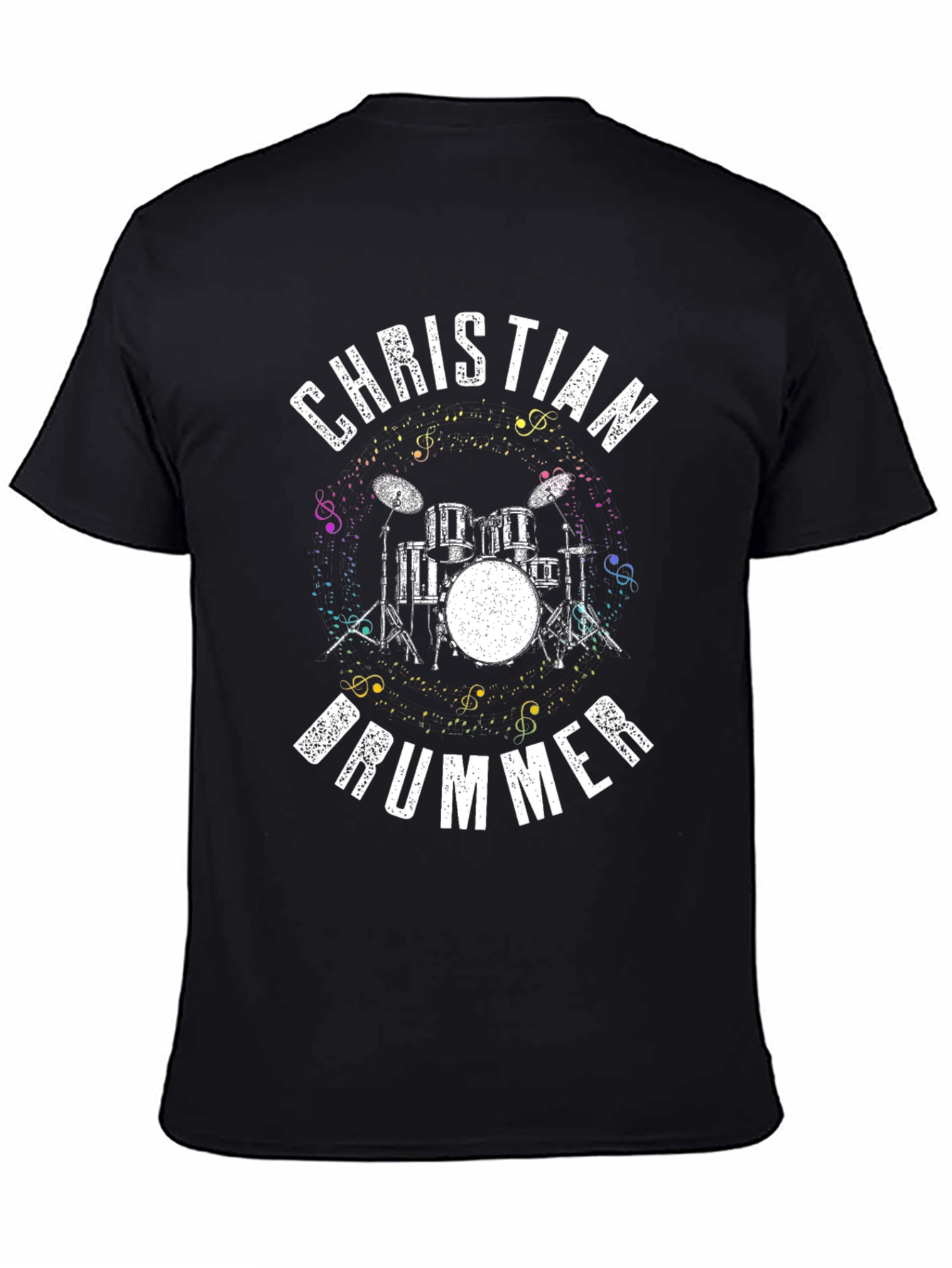 Christian Drummer T-Shirt Musical Notes Design