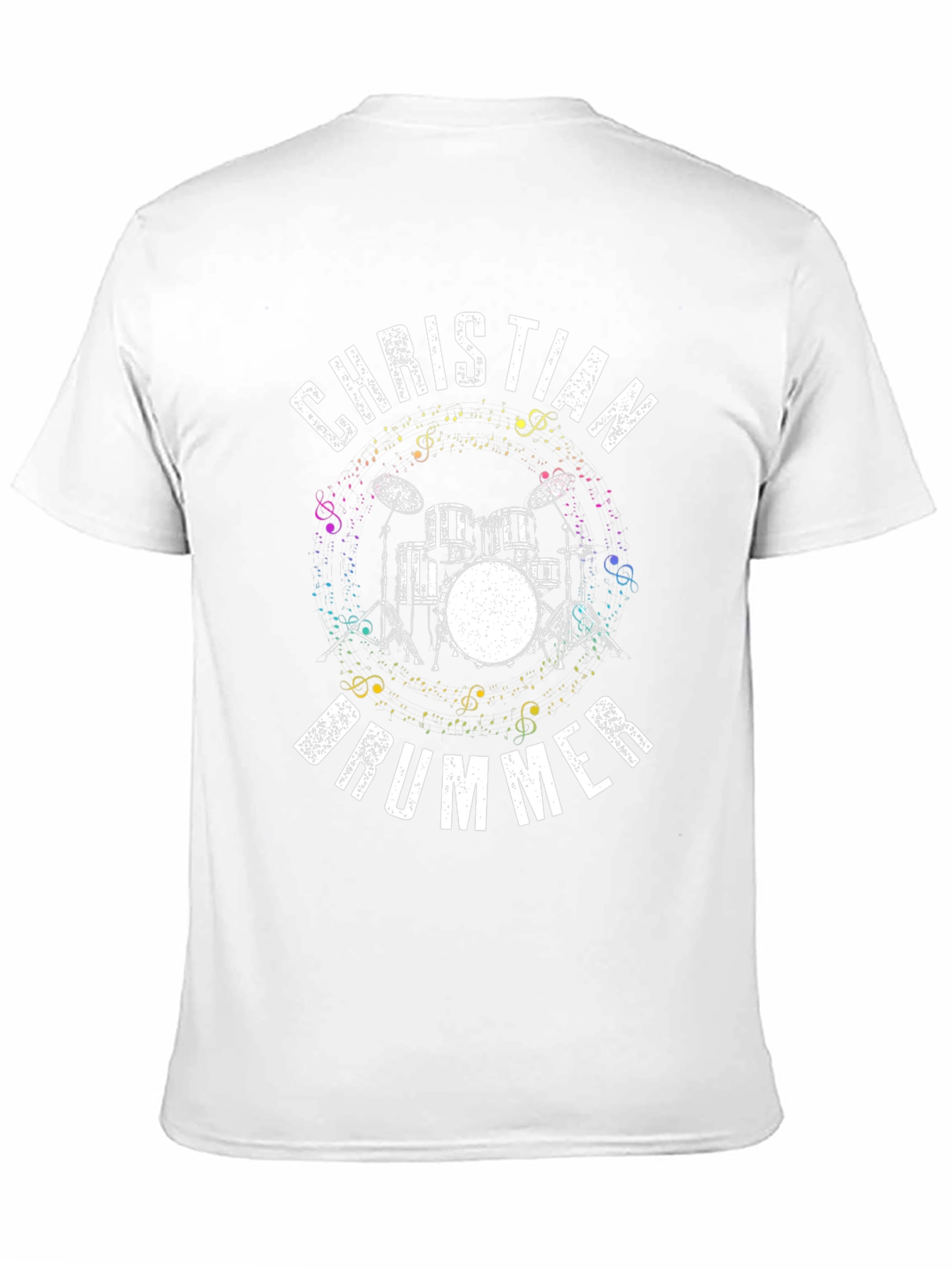 Christian Drummer T-Shirt Musical Notes Design