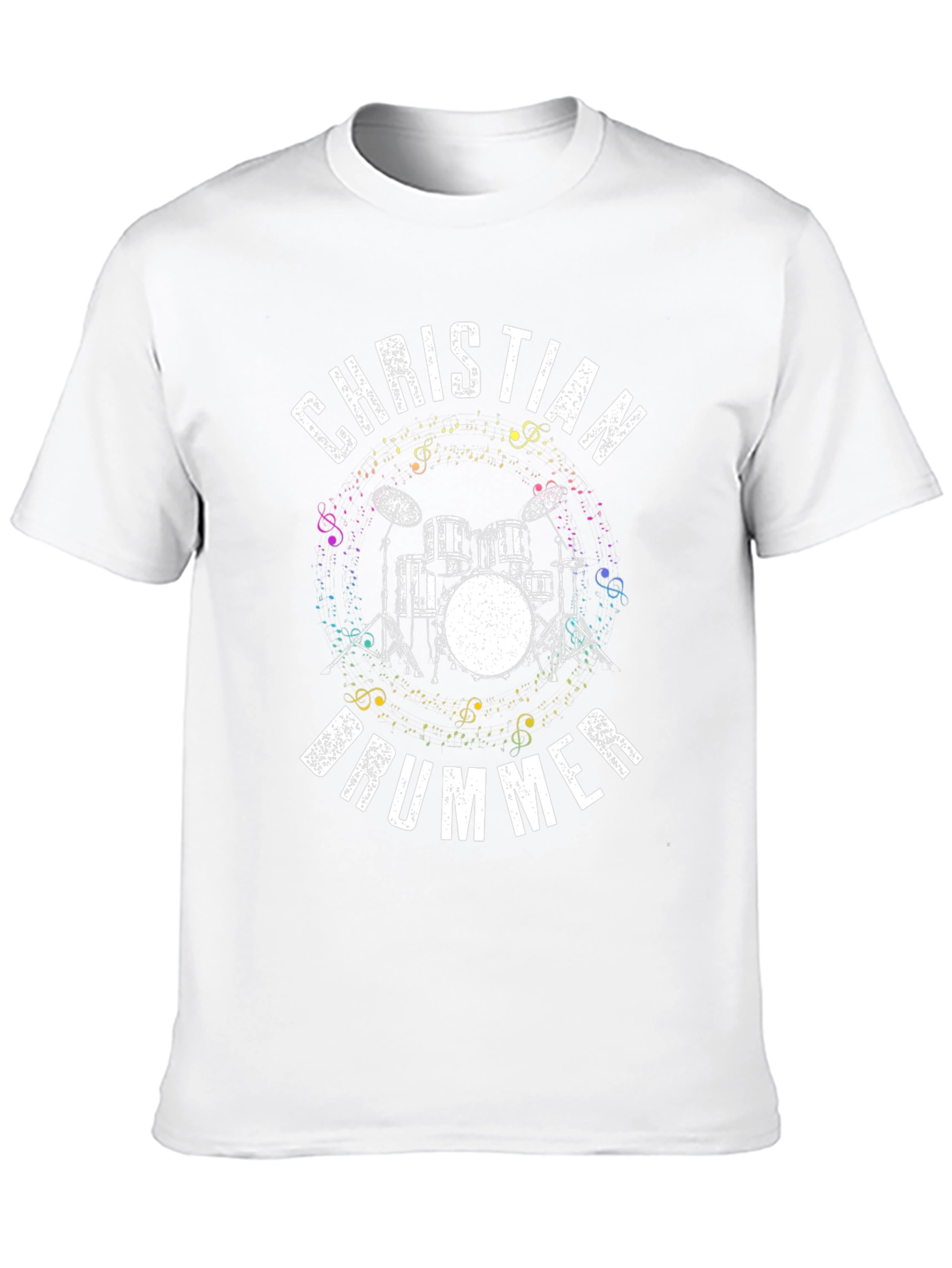 Christian Drummer T-Shirt Musical Notes Design
