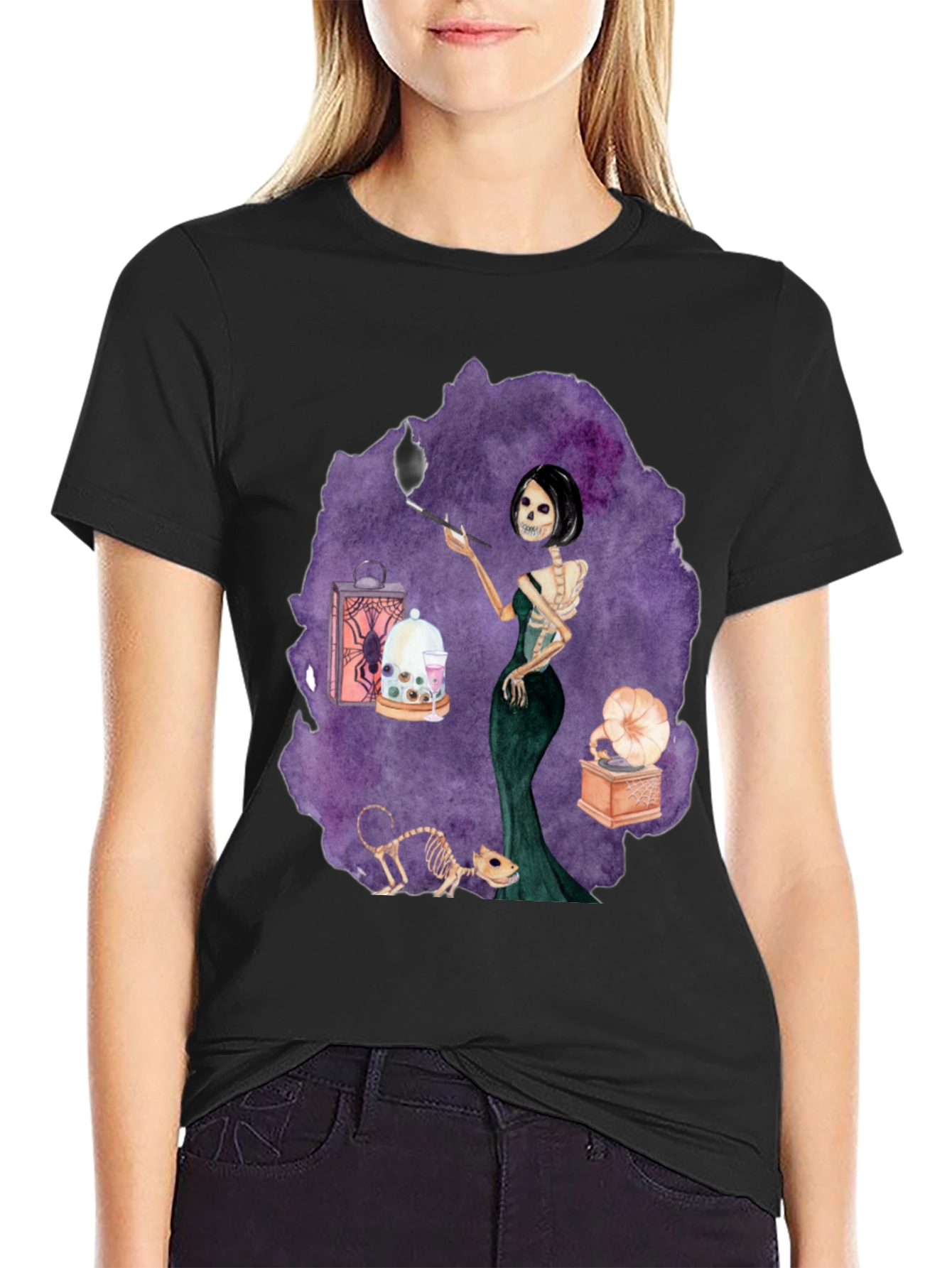 Skeleton Woman Tee - Spooky Halloween Style