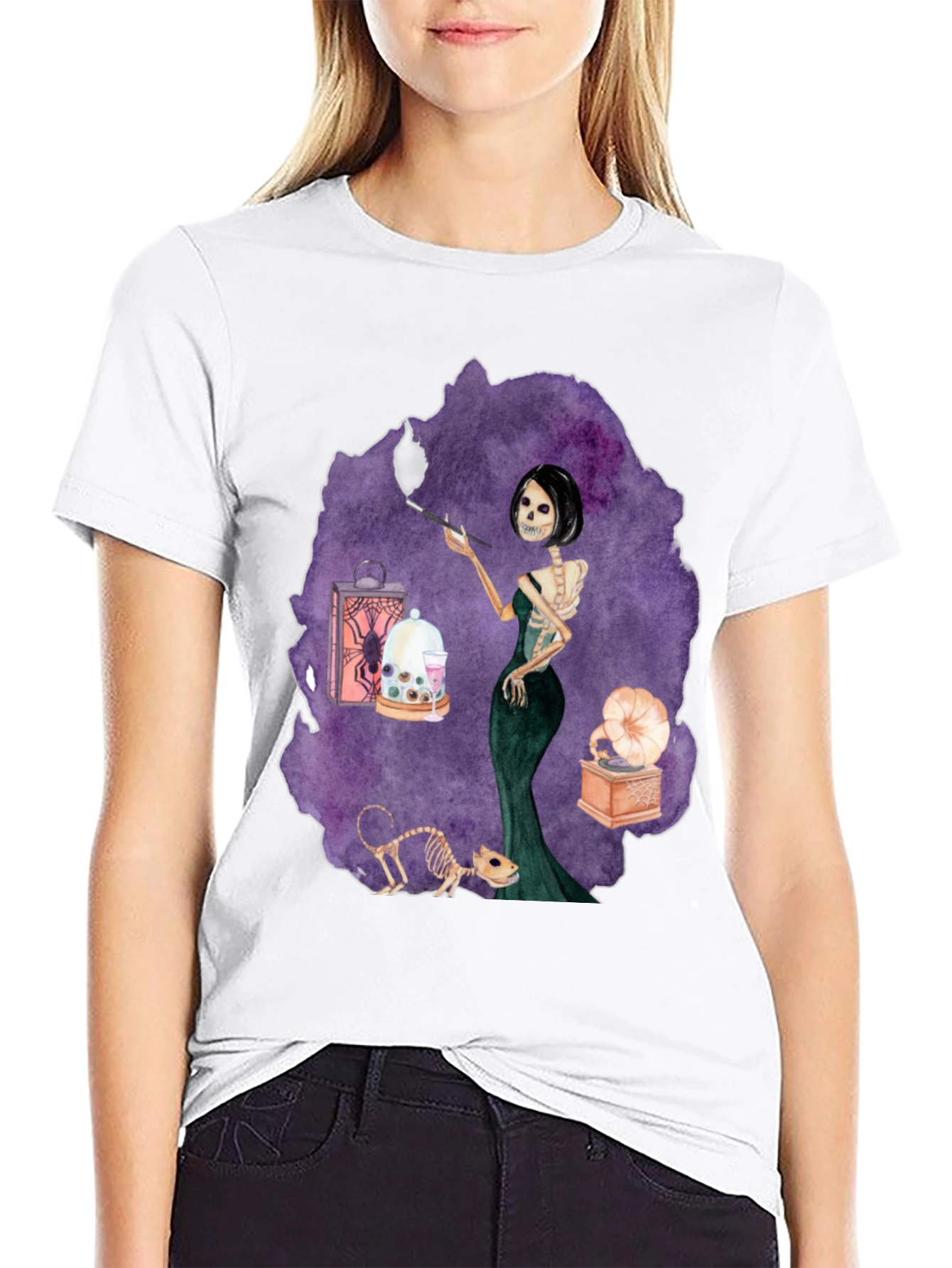 Skeleton Woman Tee - Spooky Halloween Style
