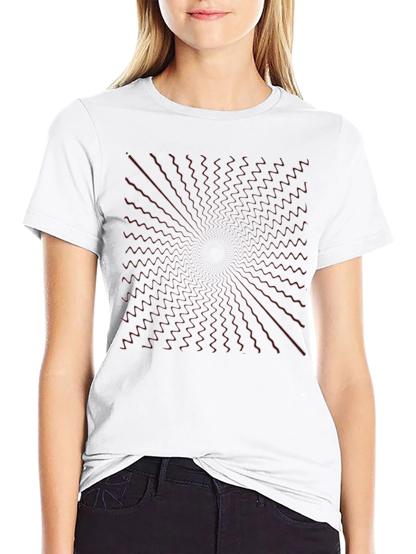 Abstract Vortex Graphic Print Black T-Shirt