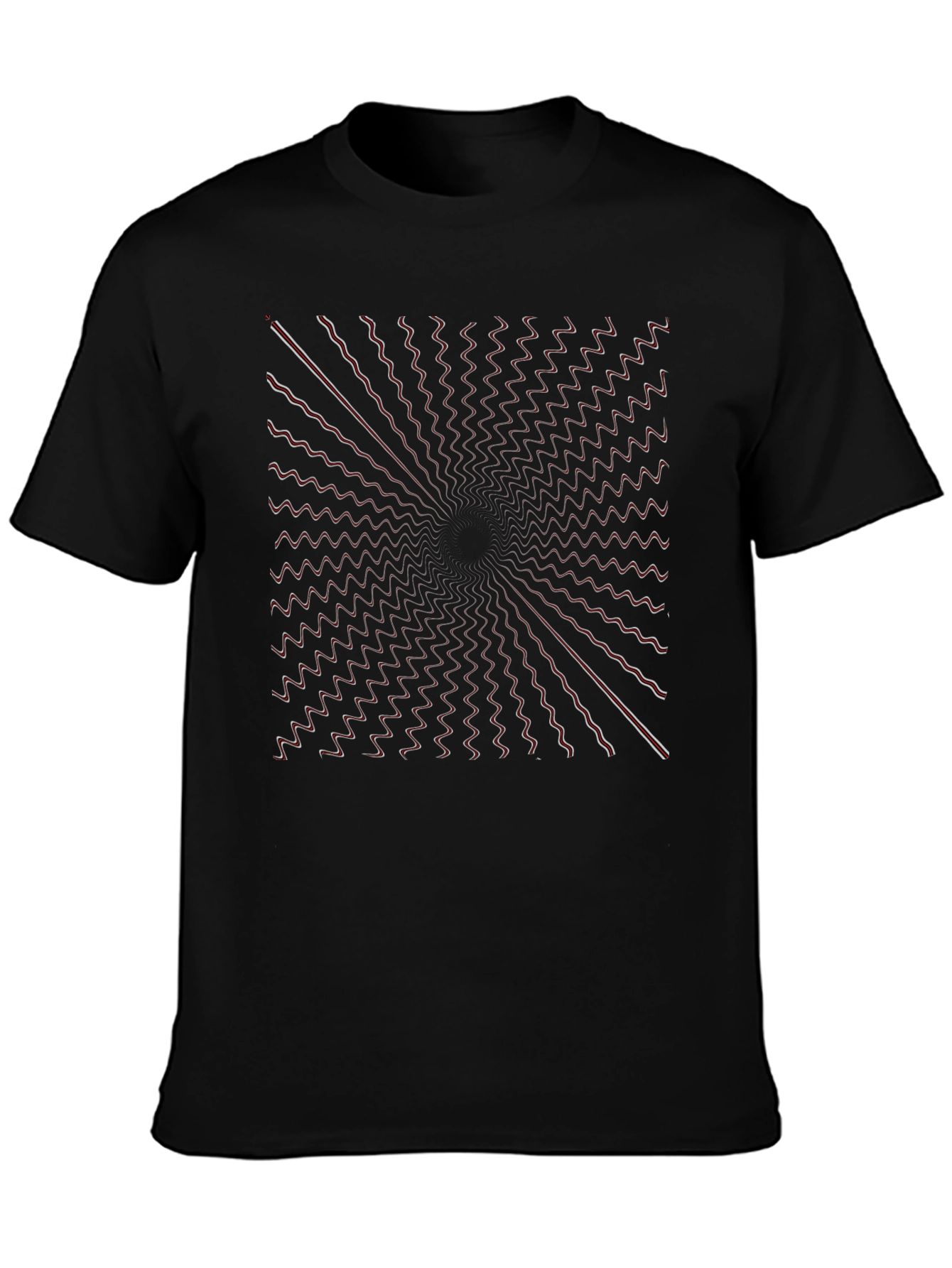 Abstract Vortex Graphic Print Black T-Shirt