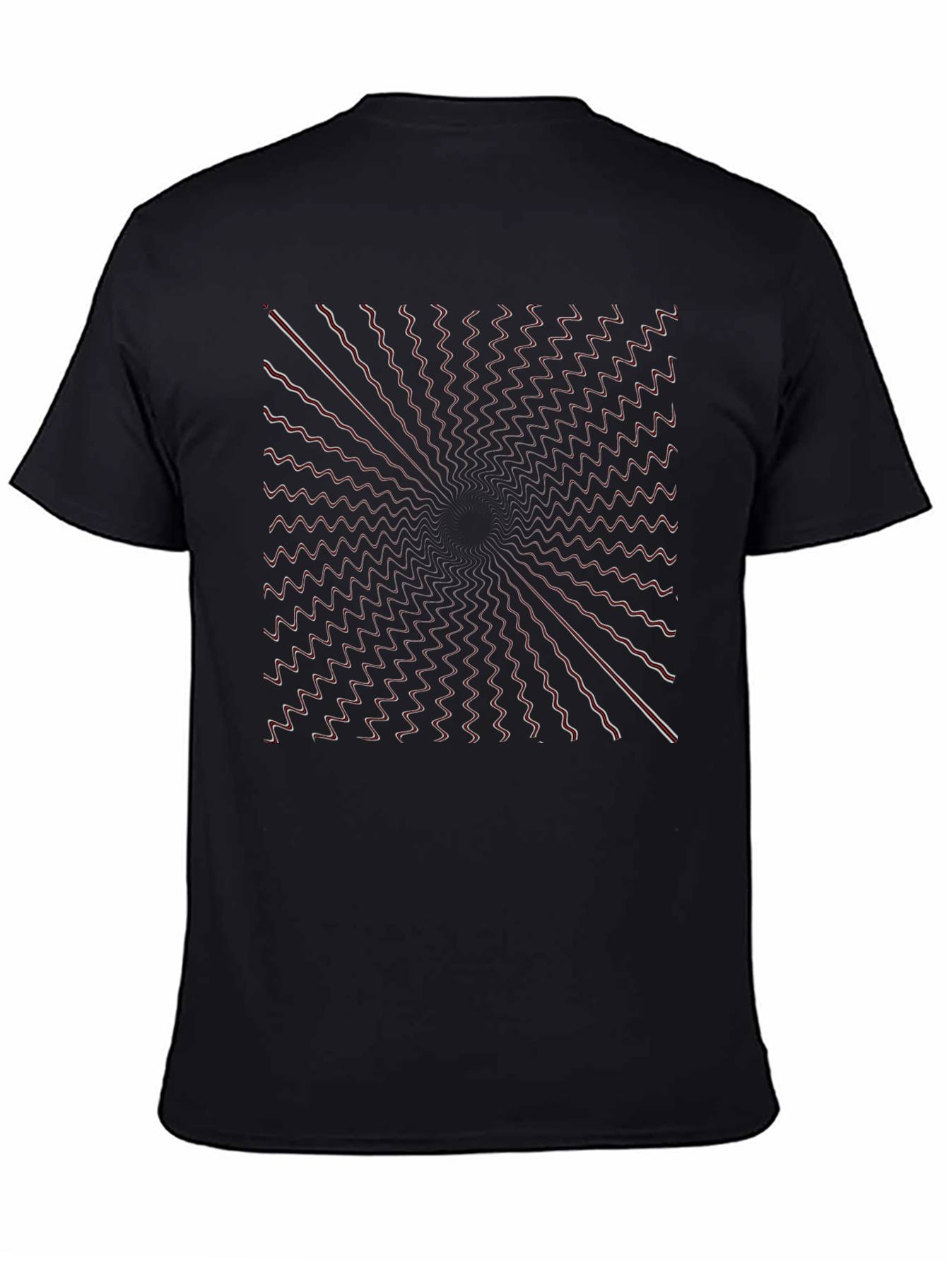 Abstract Vortex Graphic Print Black T-Shirt