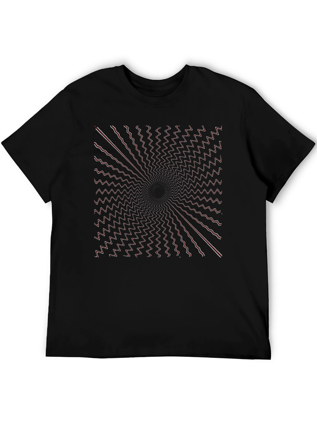 Abstract Vortex Graphic Print Black T-Shirt