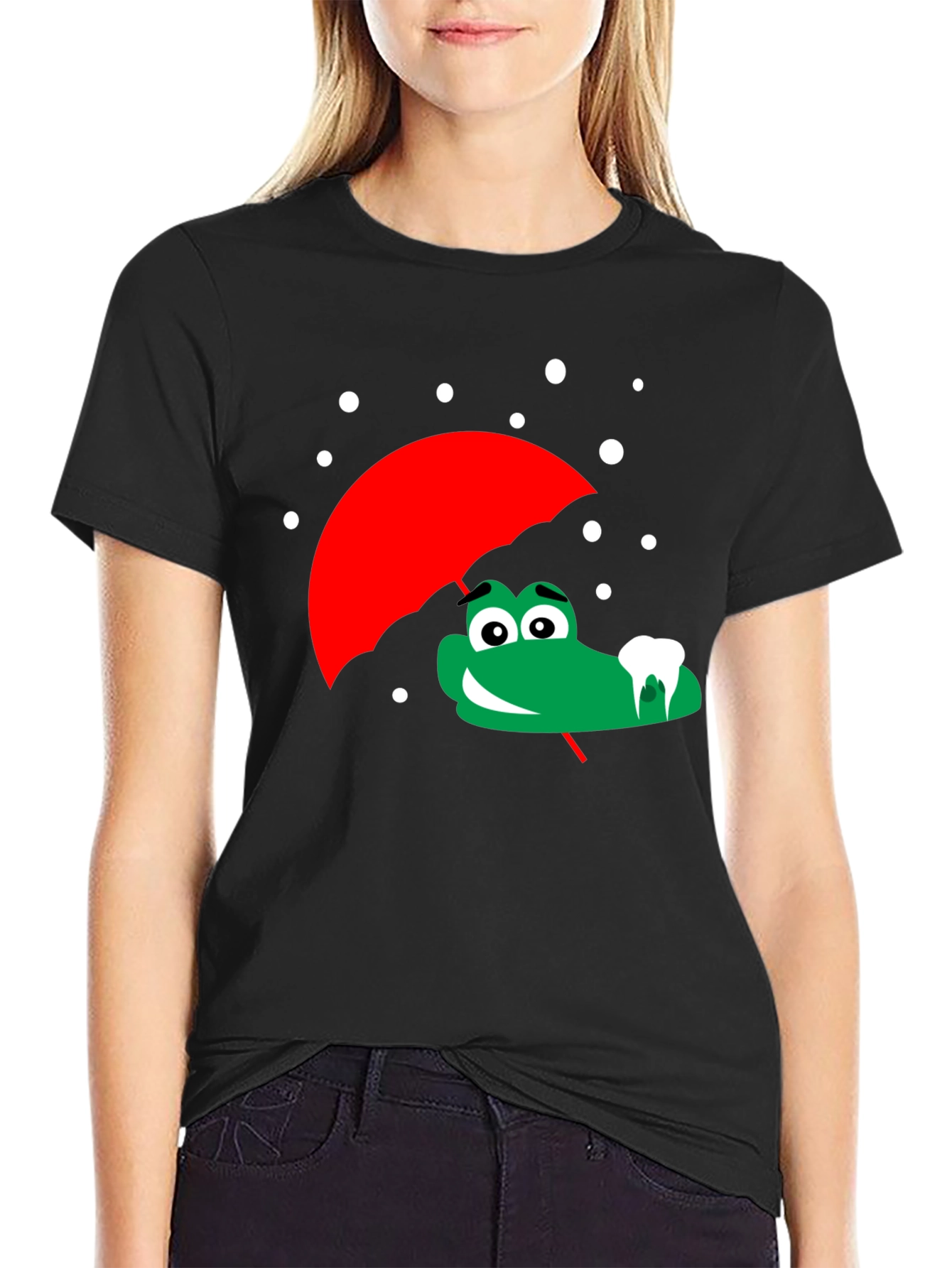 Cartoon Alligator with Umbrella Graphic Tee