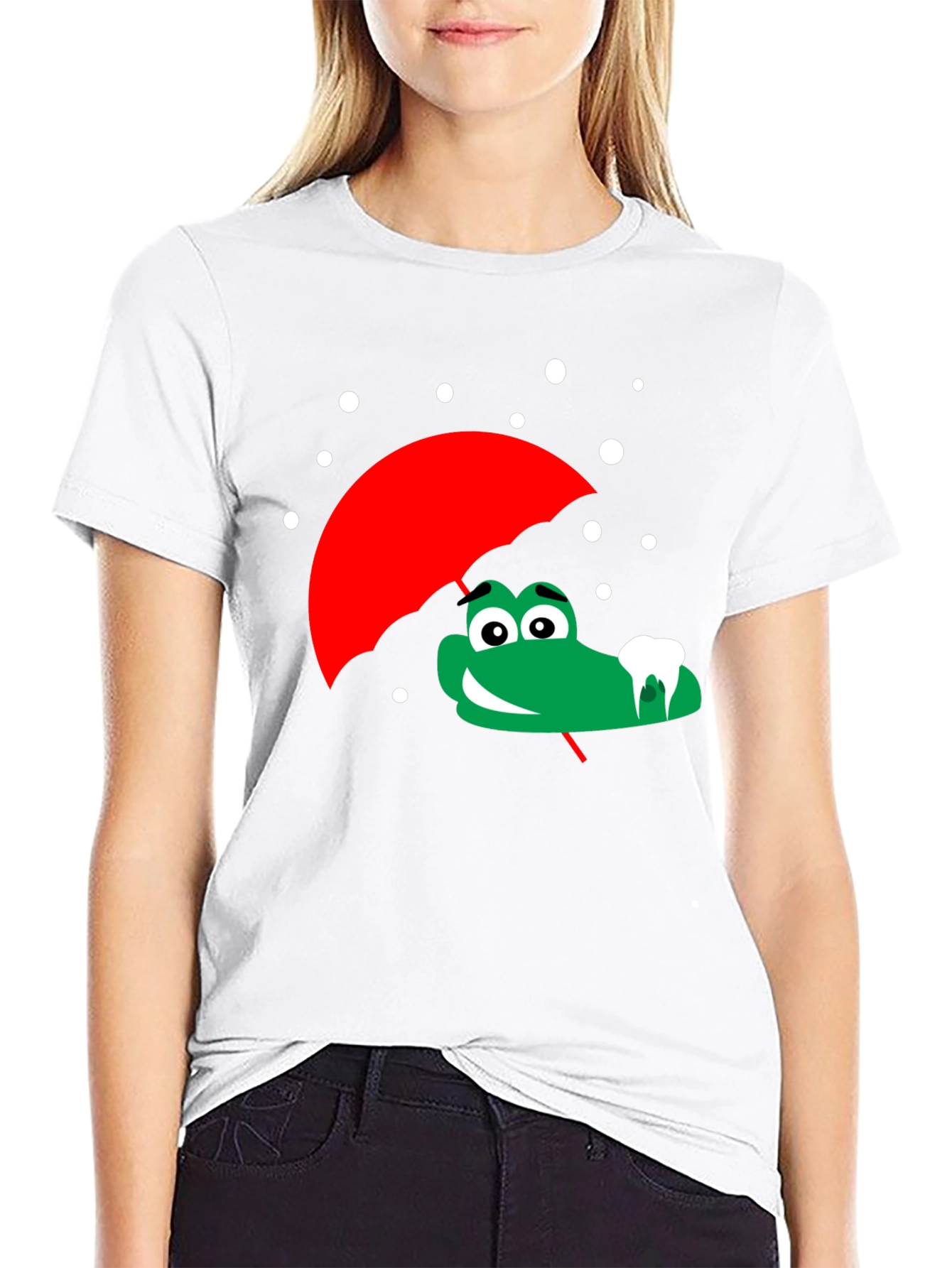 Cartoon Alligator with Umbrella Graphic Tee