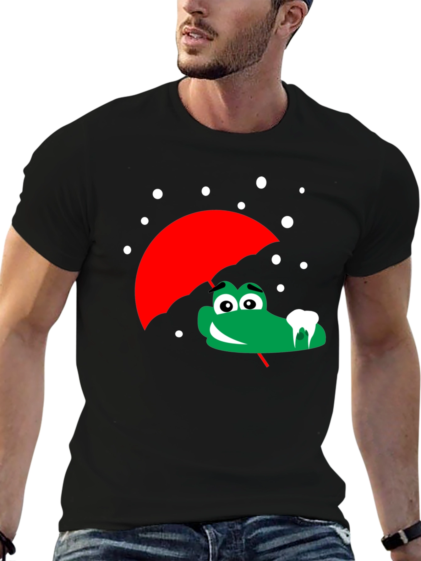 Cartoon Alligator with Umbrella Graphic Tee