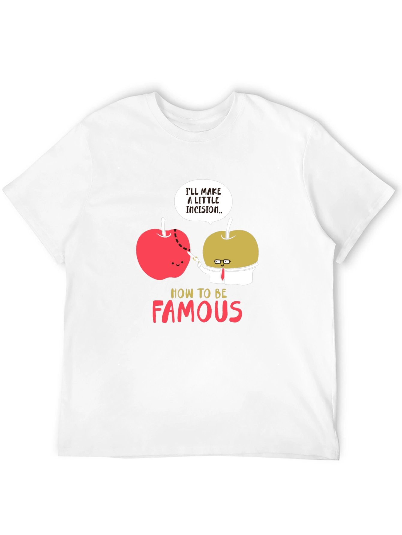 Funny Apple Incision Graphic T-Shirt