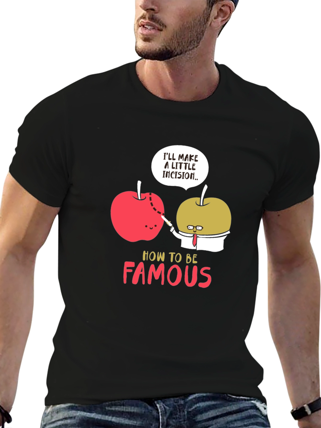 Funny Apple Incision Graphic T-Shirt