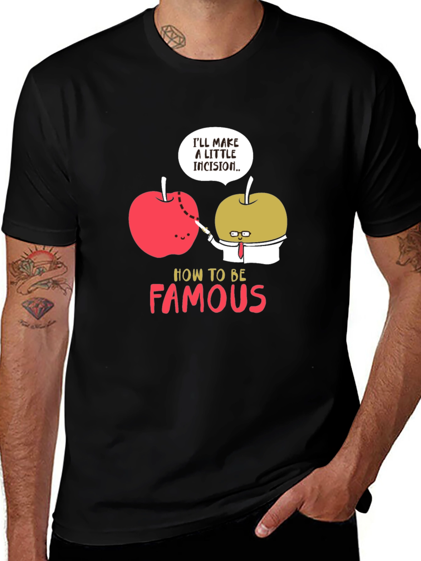 Funny Apple Incision Graphic T-Shirt