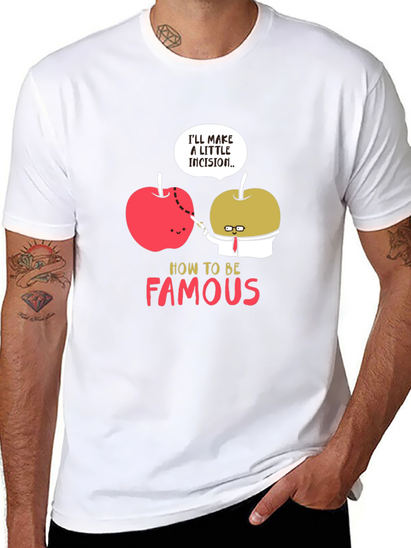Funny Apple Incision Graphic T-Shirt