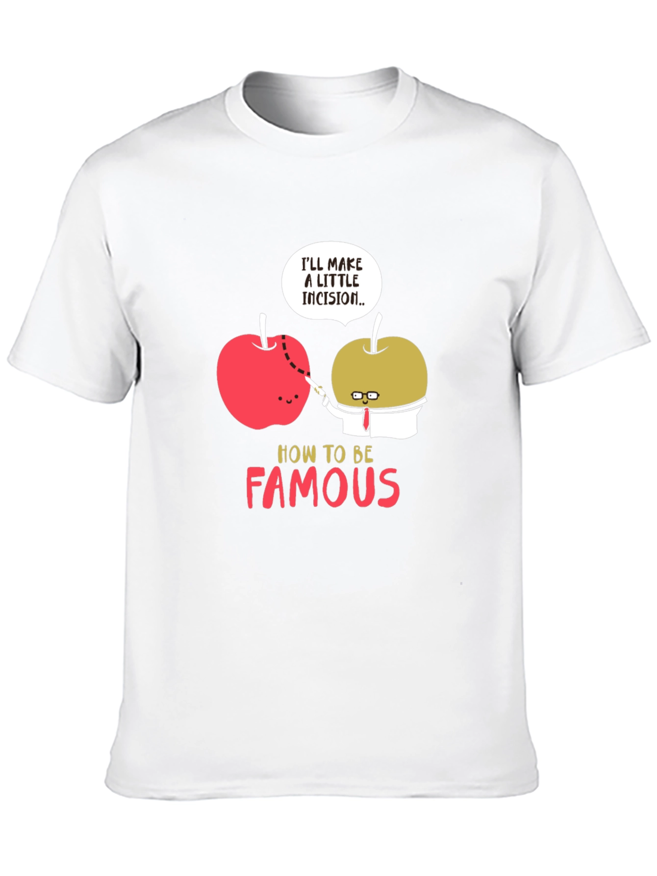 Funny Apple Incision Graphic T-Shirt