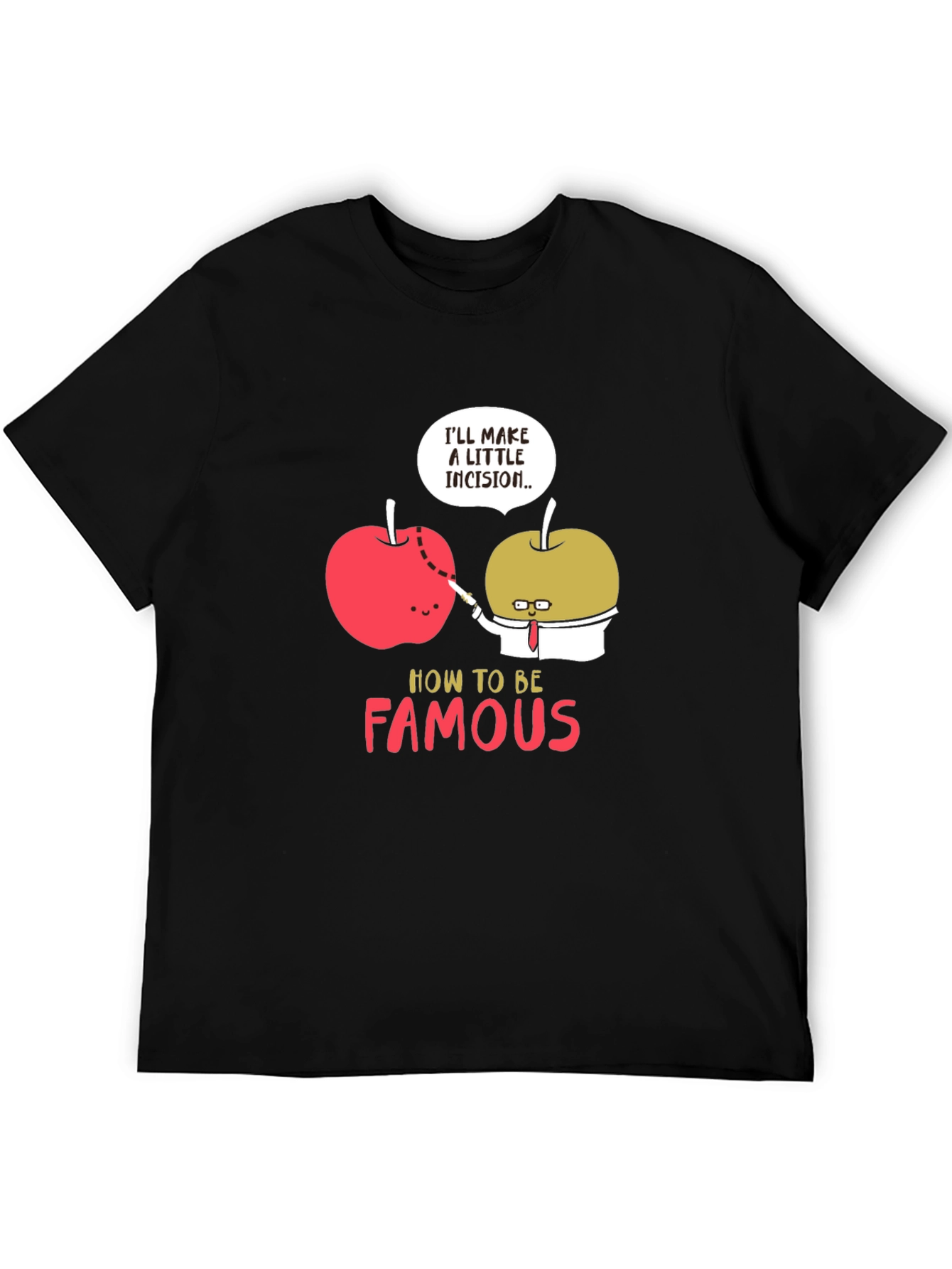 Funny Apple Incision Graphic T-Shirt