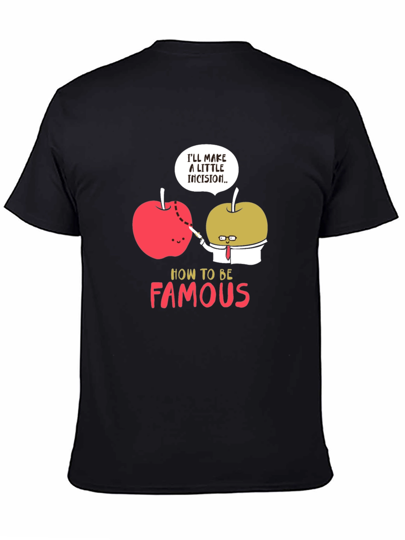 Funny Apple Incision Graphic T-Shirt