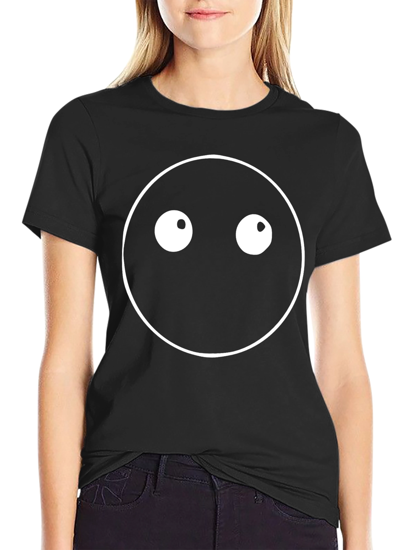 Funny Googly Eyes Graphic Black T-Shirt