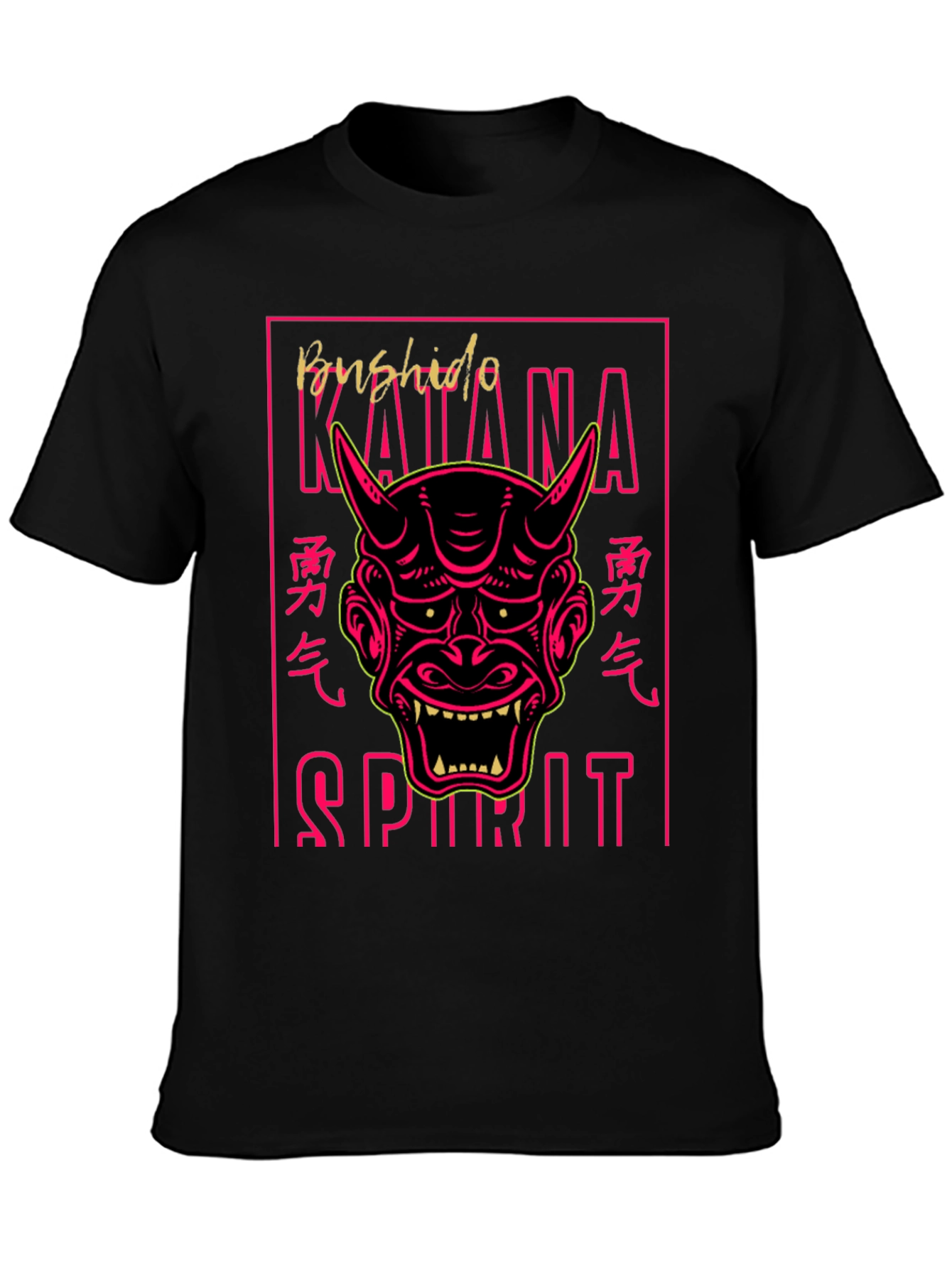 Bushido Katana Spirit Graphic Tee - Oni Mask T-Shirt