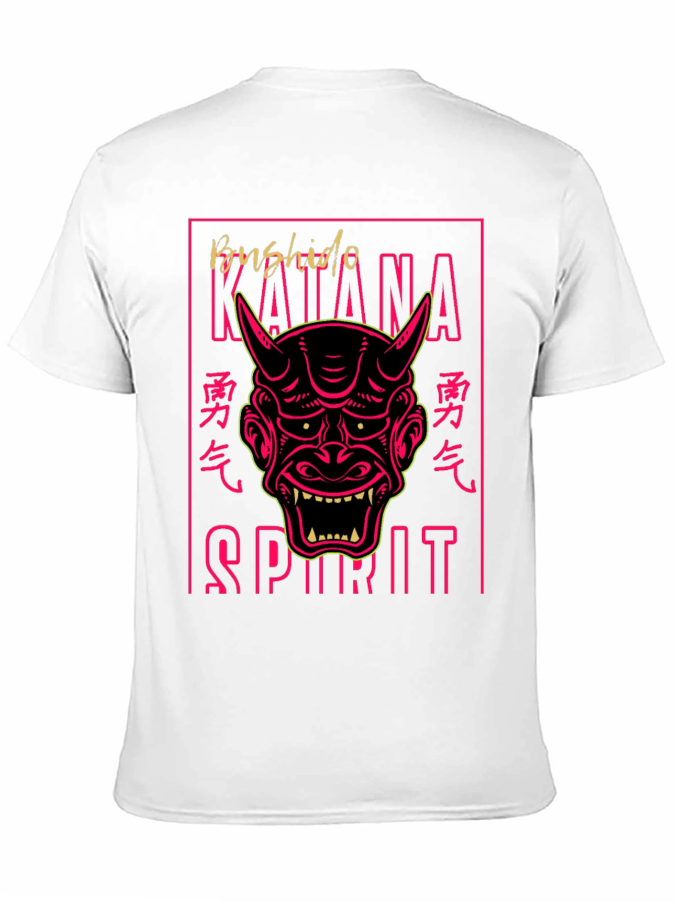 Bushido Katana Spirit Graphic Tee - Oni Mask T-Shirt