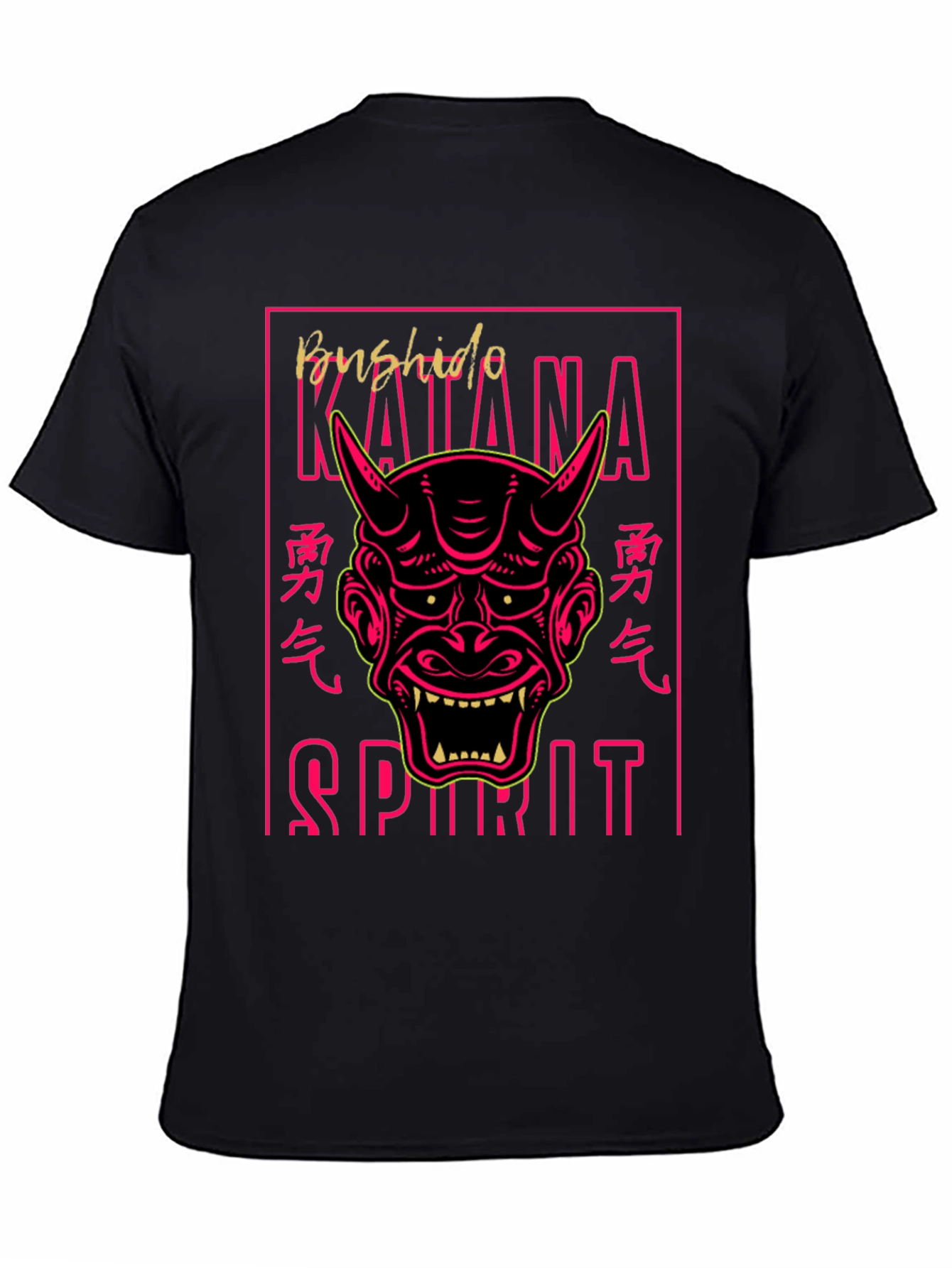 Bushido Katana Spirit Graphic Tee - Oni Mask T-Shirt