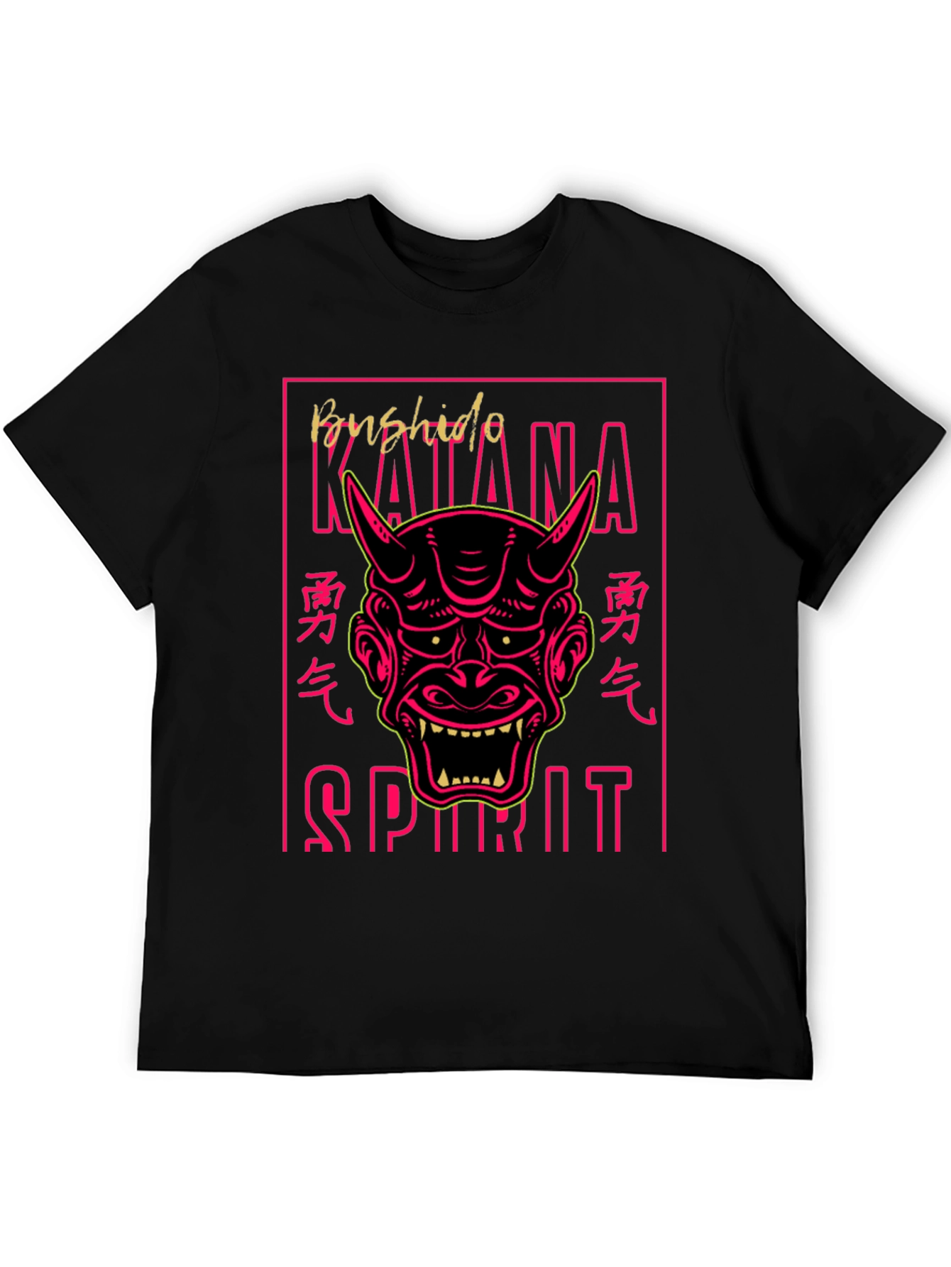 Bushido Katana Spirit Graphic Tee - Oni Mask T-Shirt