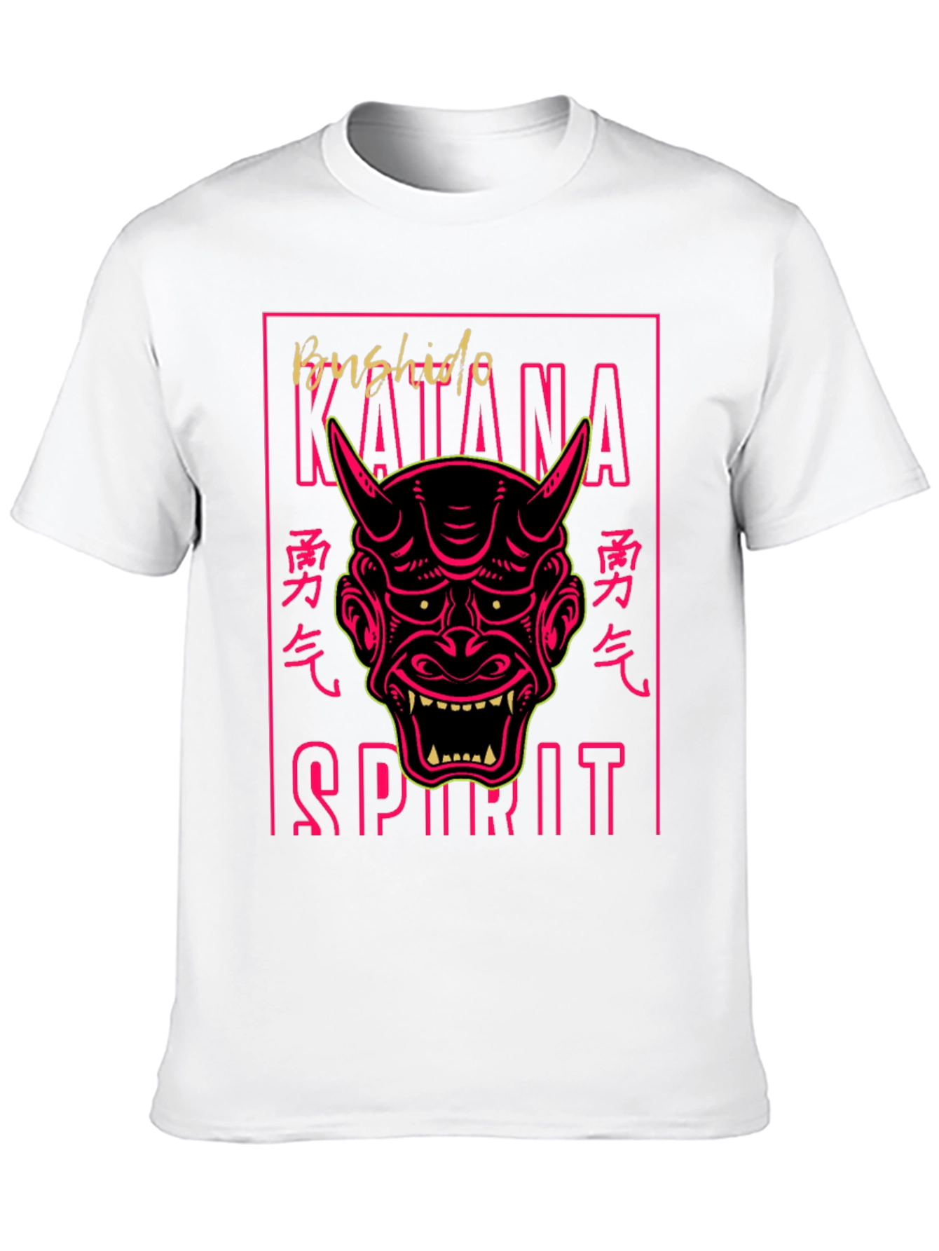 Bushido Katana Spirit Graphic Tee - Oni Mask T-Shirt