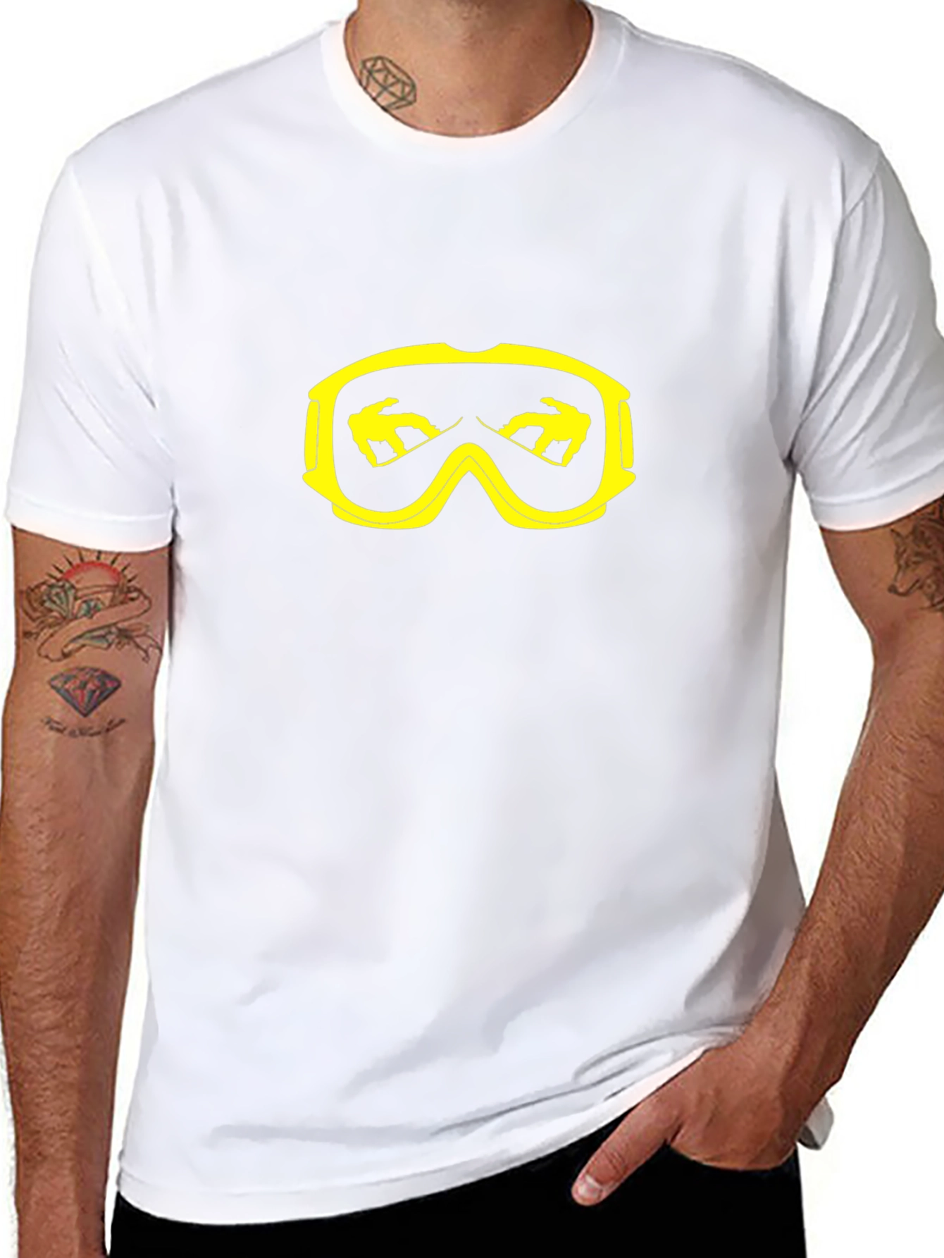 Cool Black T-Shirt with Yellow Goggle Graphic