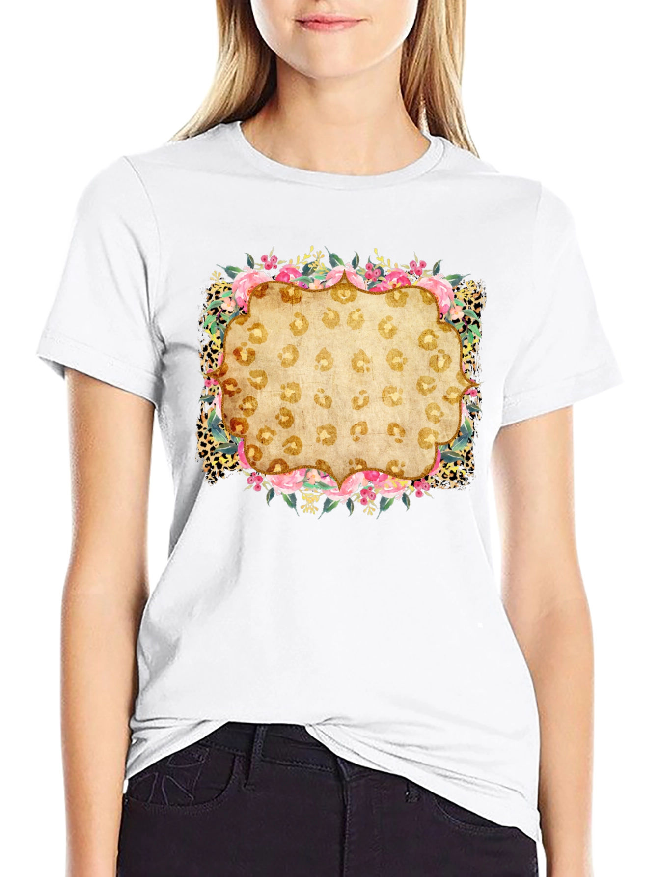 Floral Leopard Print Graphic Tee