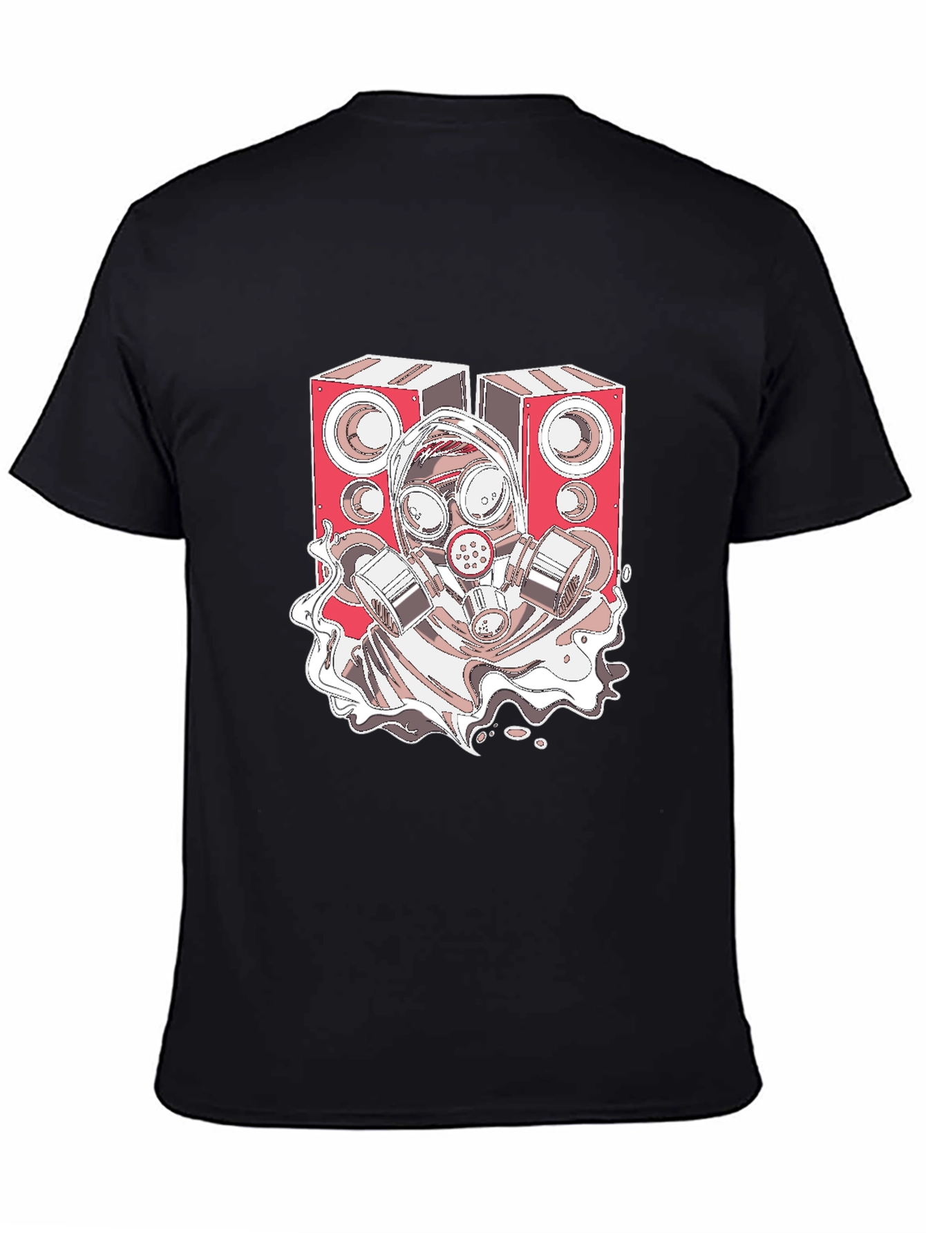 Speaker Gas Mask Graphic Black T-Shirt