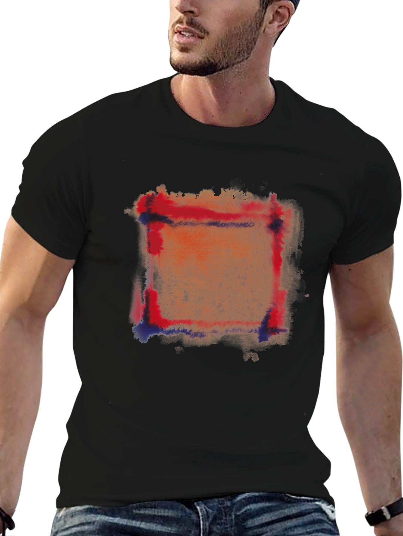 Abstract Square Graphic Black T-Shirt