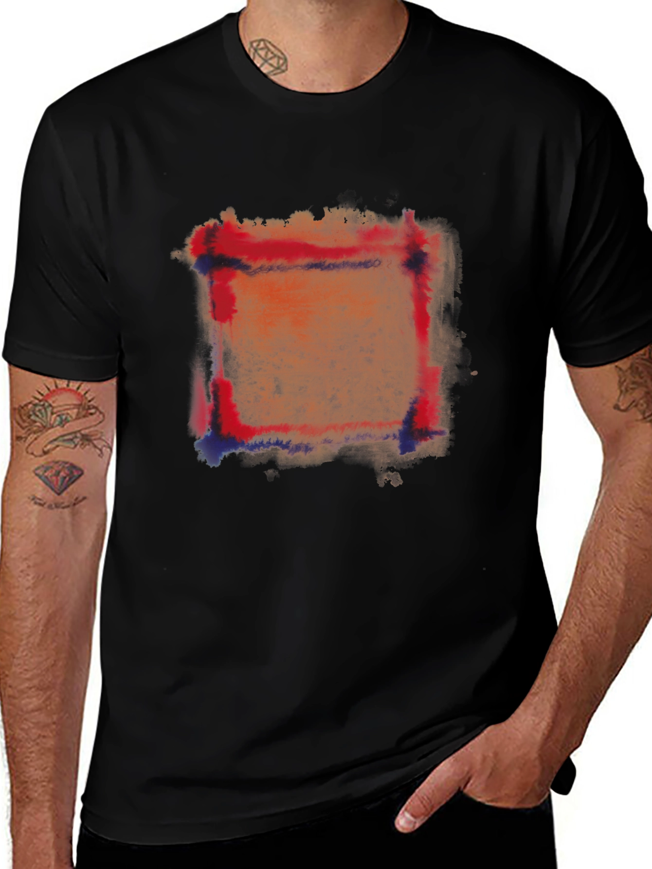 Abstract Square Graphic Black T-Shirt