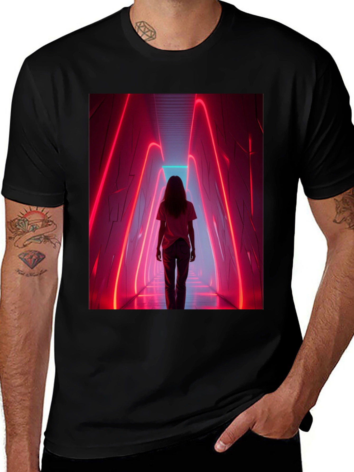 Neon Tunnel Black Graphic Tee