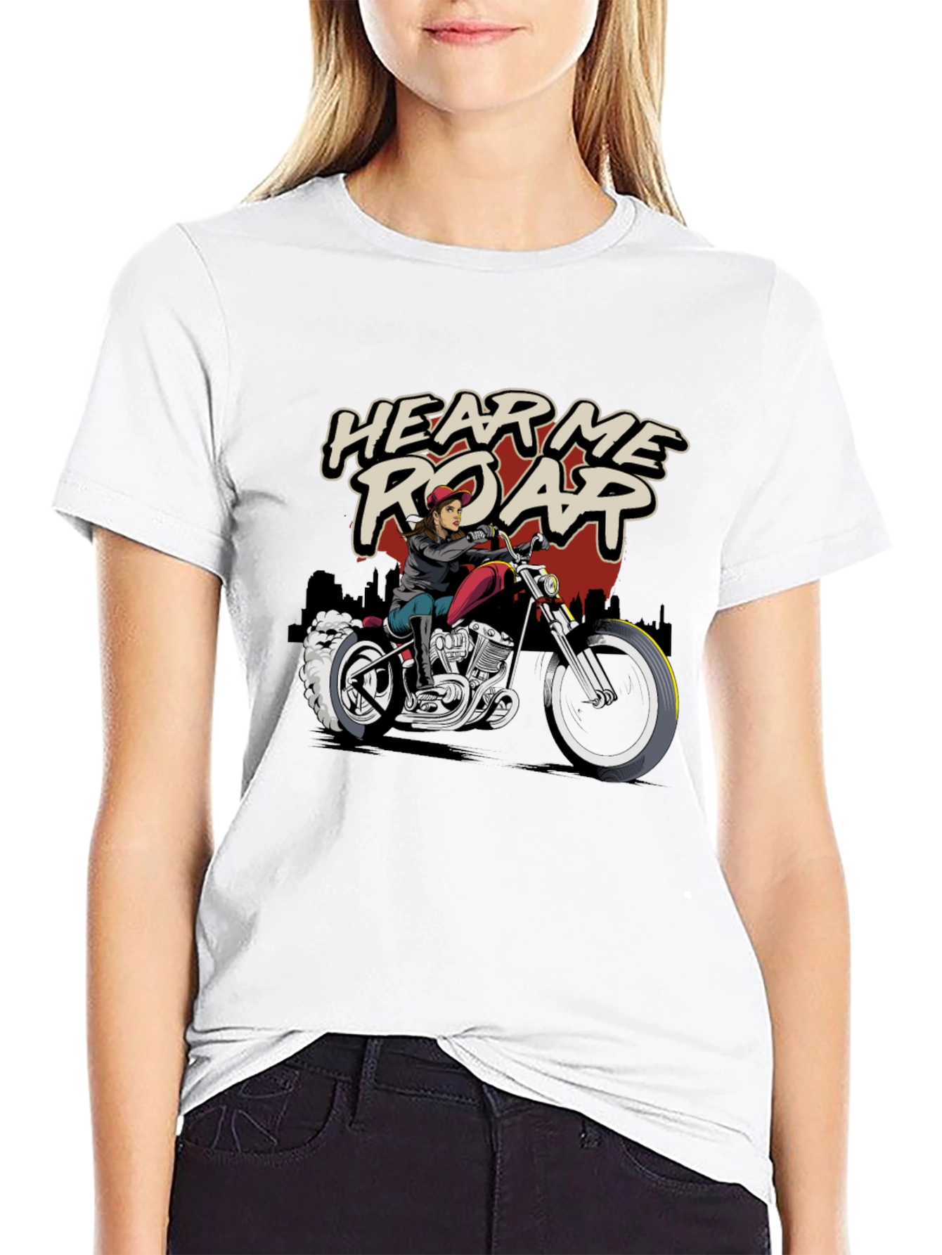 Hear Me Roar Biker T-Shirt - Black Cotton Tee