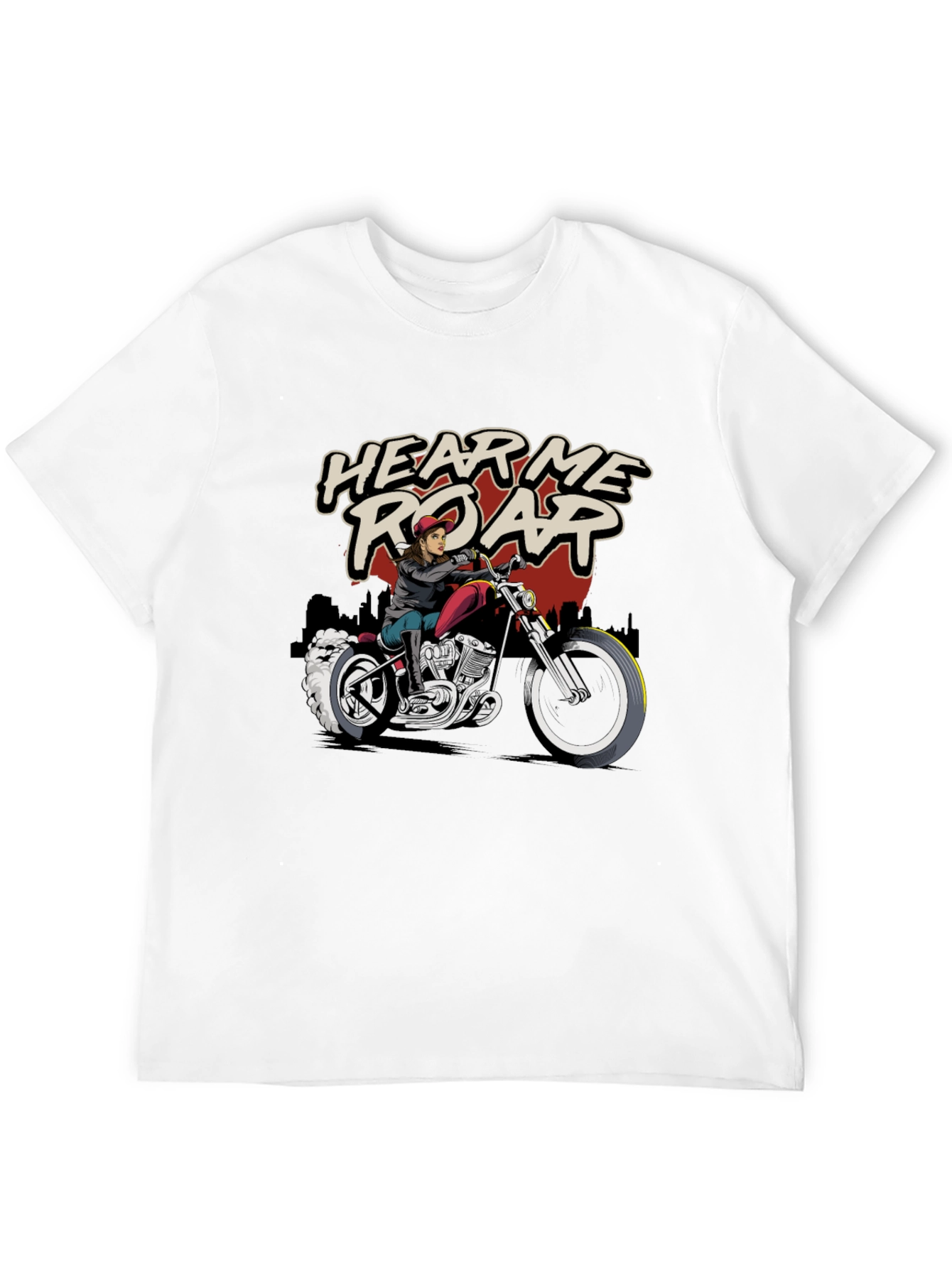 Hear Me Roar Biker T-Shirt - Black Cotton Tee