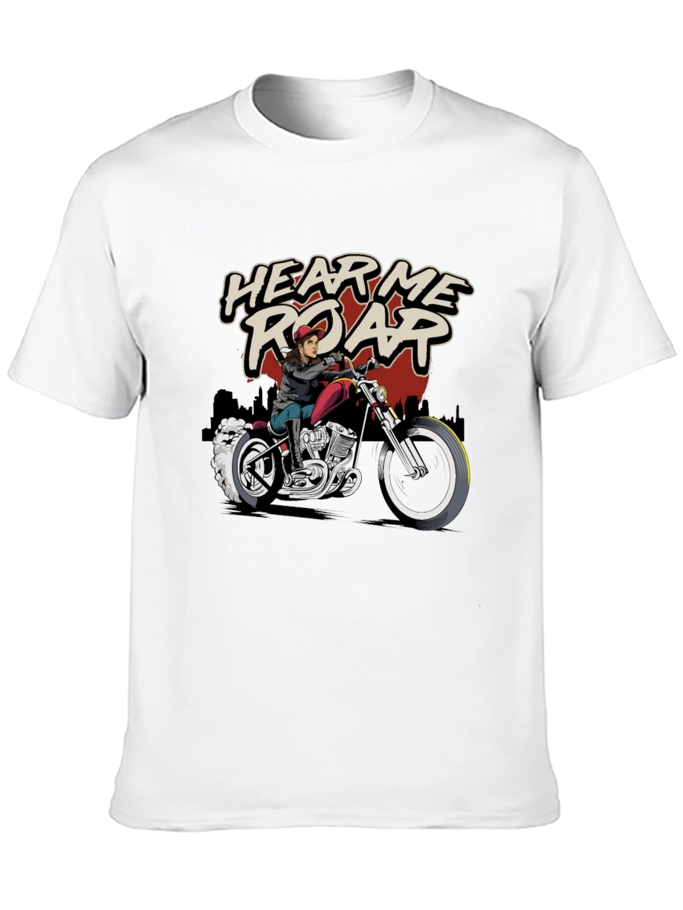 Hear Me Roar Biker T-Shirt - Black Cotton Tee