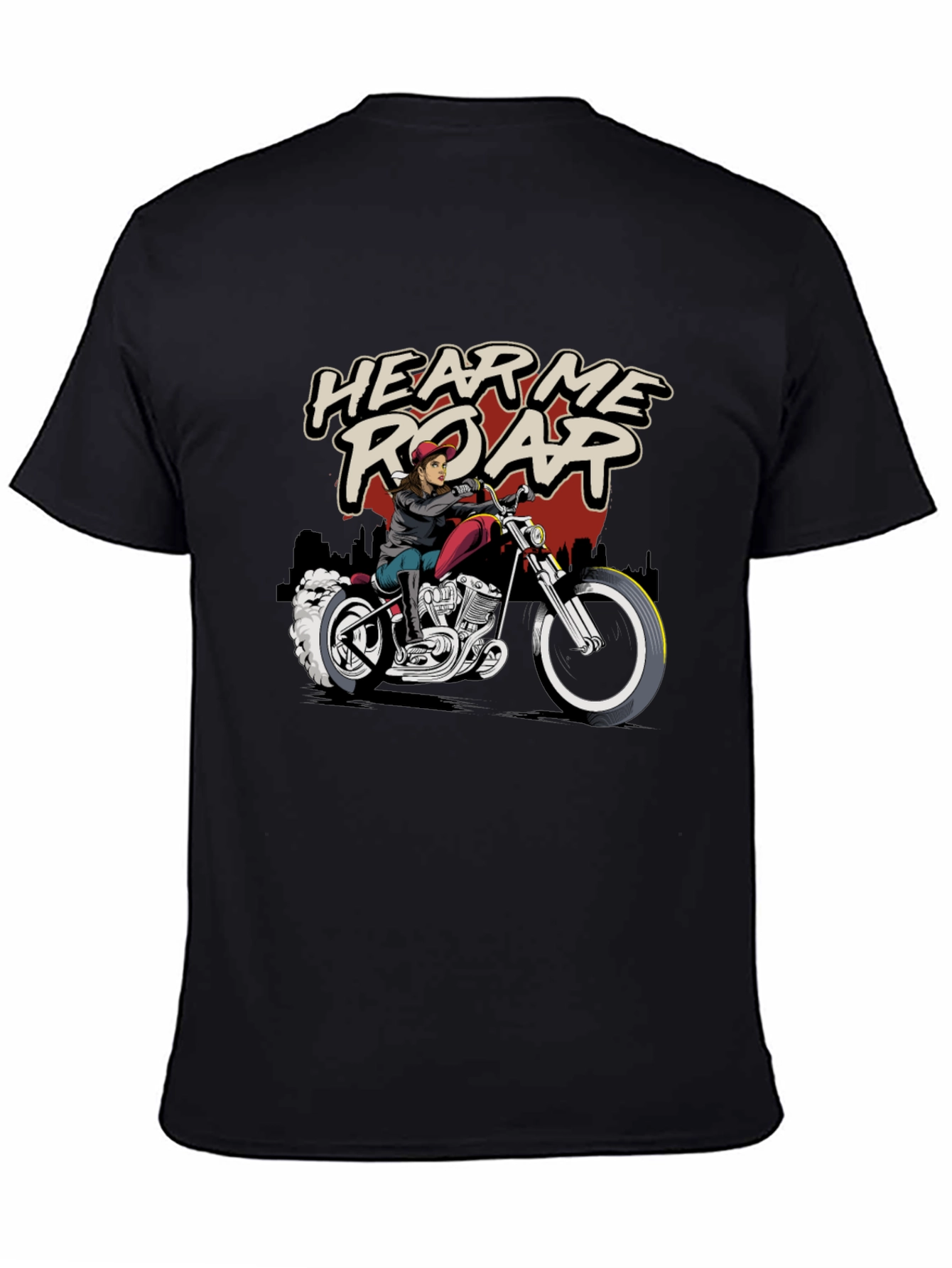 Hear Me Roar Biker T-Shirt - Black Cotton Tee