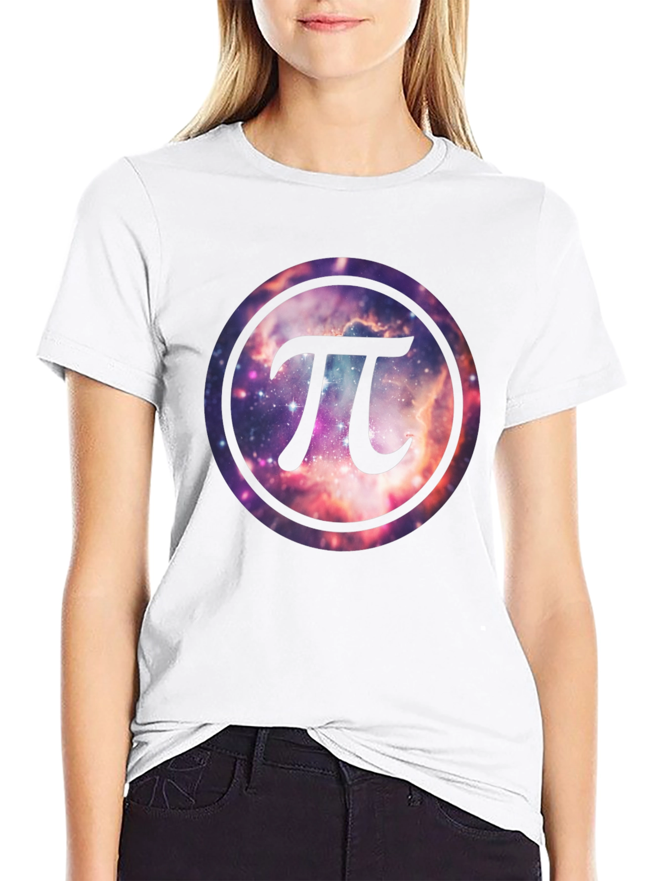 Cosmic Pi Symbol T-Shirt - Galaxy Design