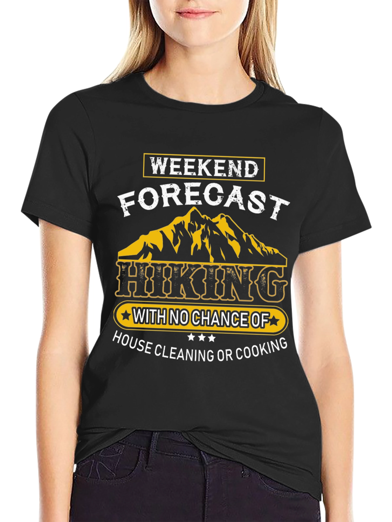 Weekend Hiking Forecast Black T-Shirt