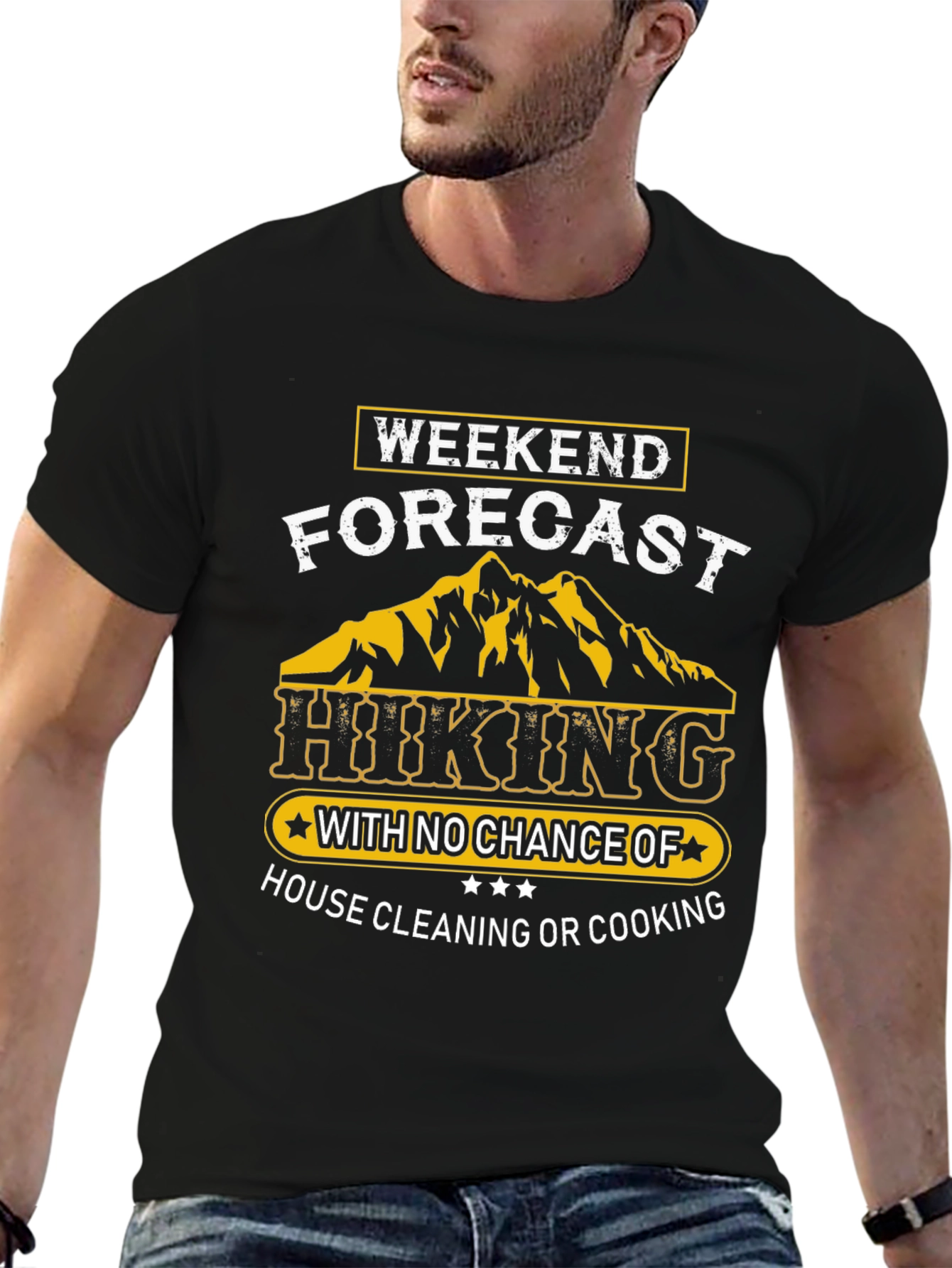 Weekend Hiking Forecast Black T-Shirt