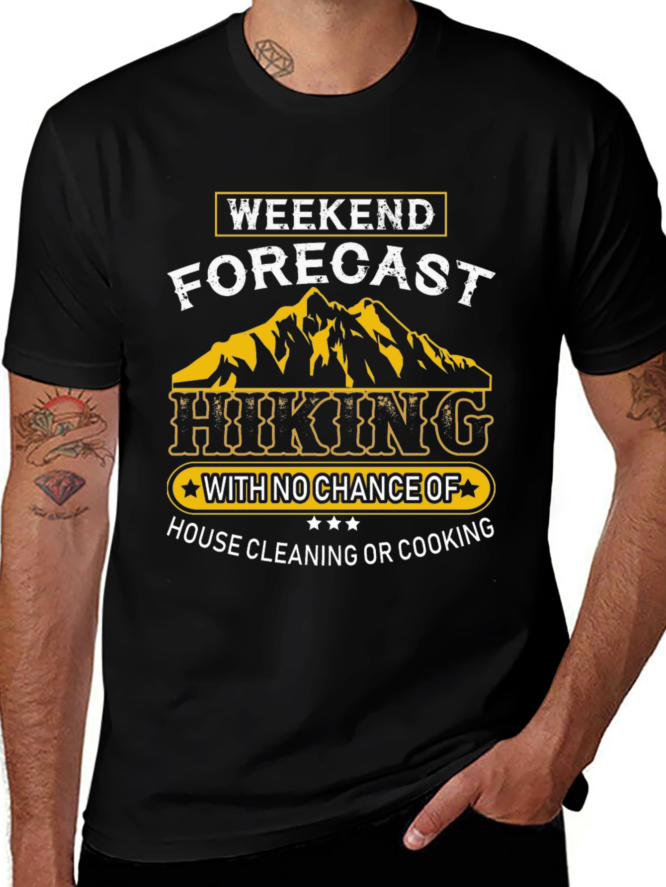 Weekend Hiking Forecast Black T-Shirt
