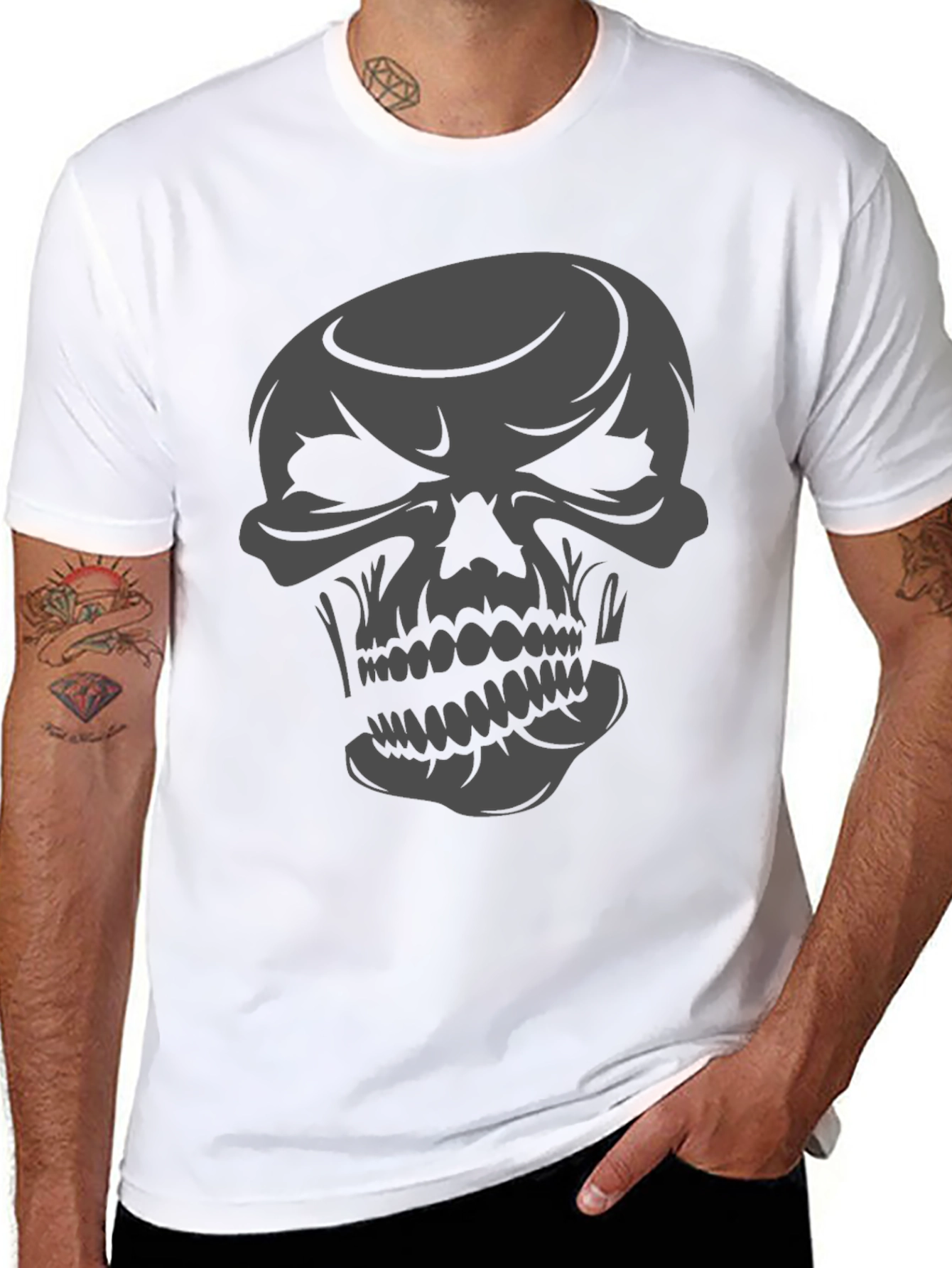 Skull Graphic Tee - Mens Casual Black T-Shirt