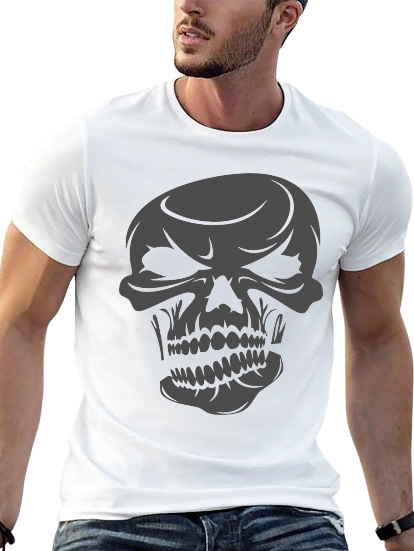 Skull Graphic Tee - Mens Casual Black T-Shirt