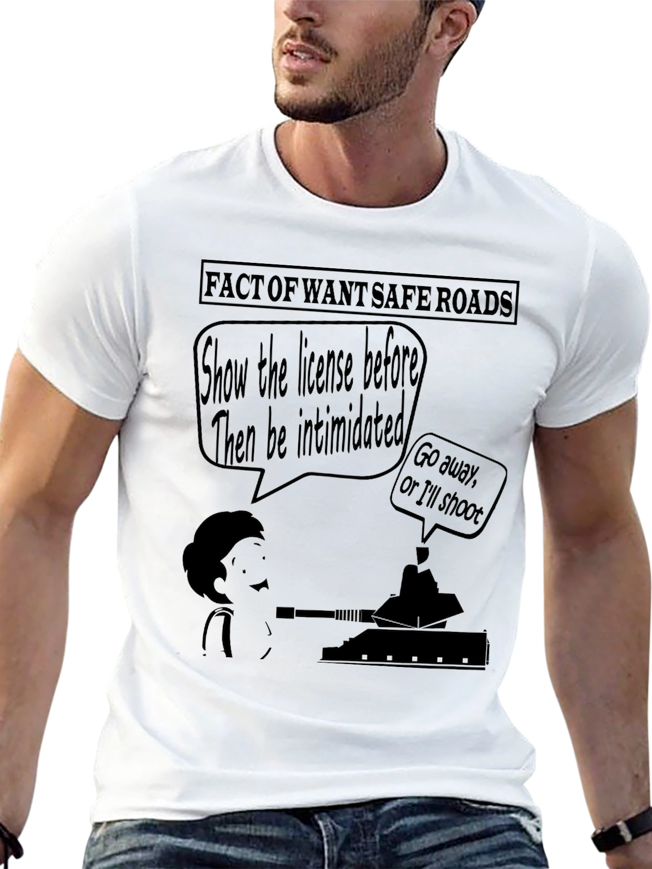 Humorous Safe Roads Graphic T-Shirt