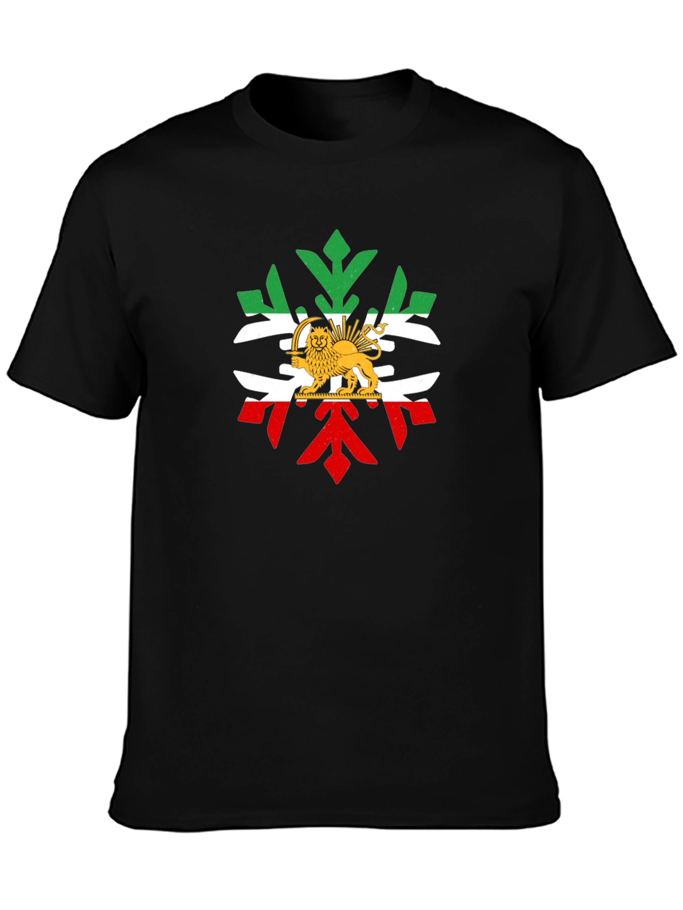 Lion and Sun Emblem T-Shirt - Black