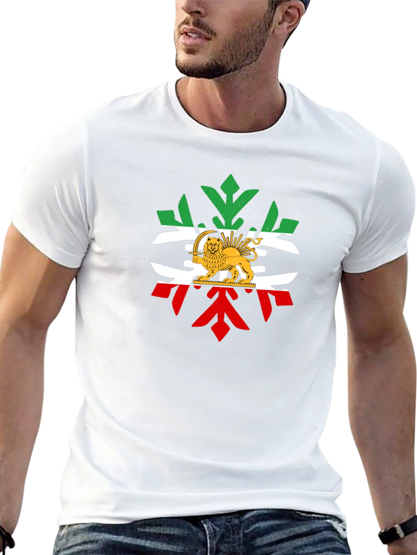 Lion and Sun Emblem T-Shirt - Black