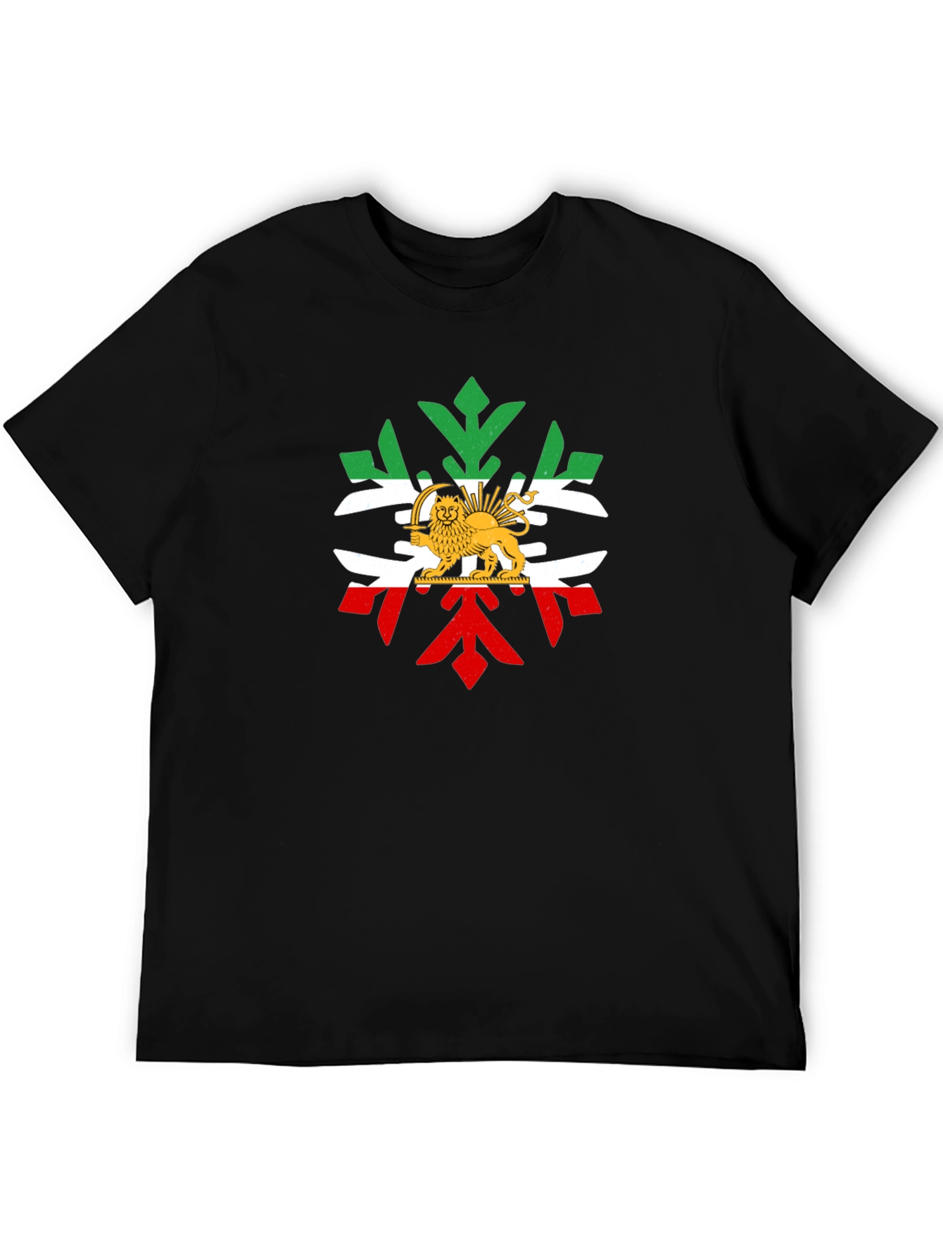 Lion and Sun Emblem T-Shirt - Black