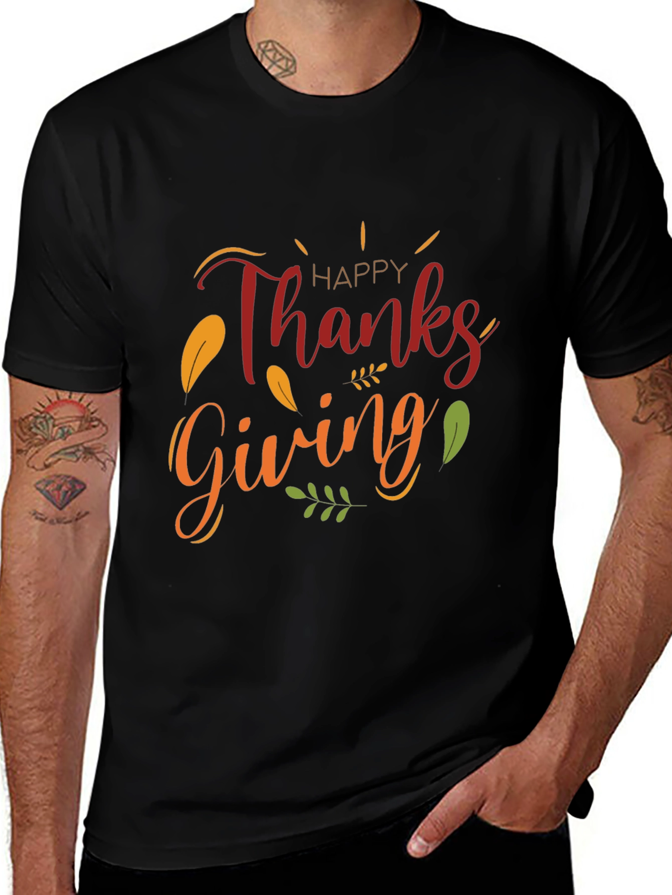 Thanksgiving Graphic Tee - Mens Black T-Shirt